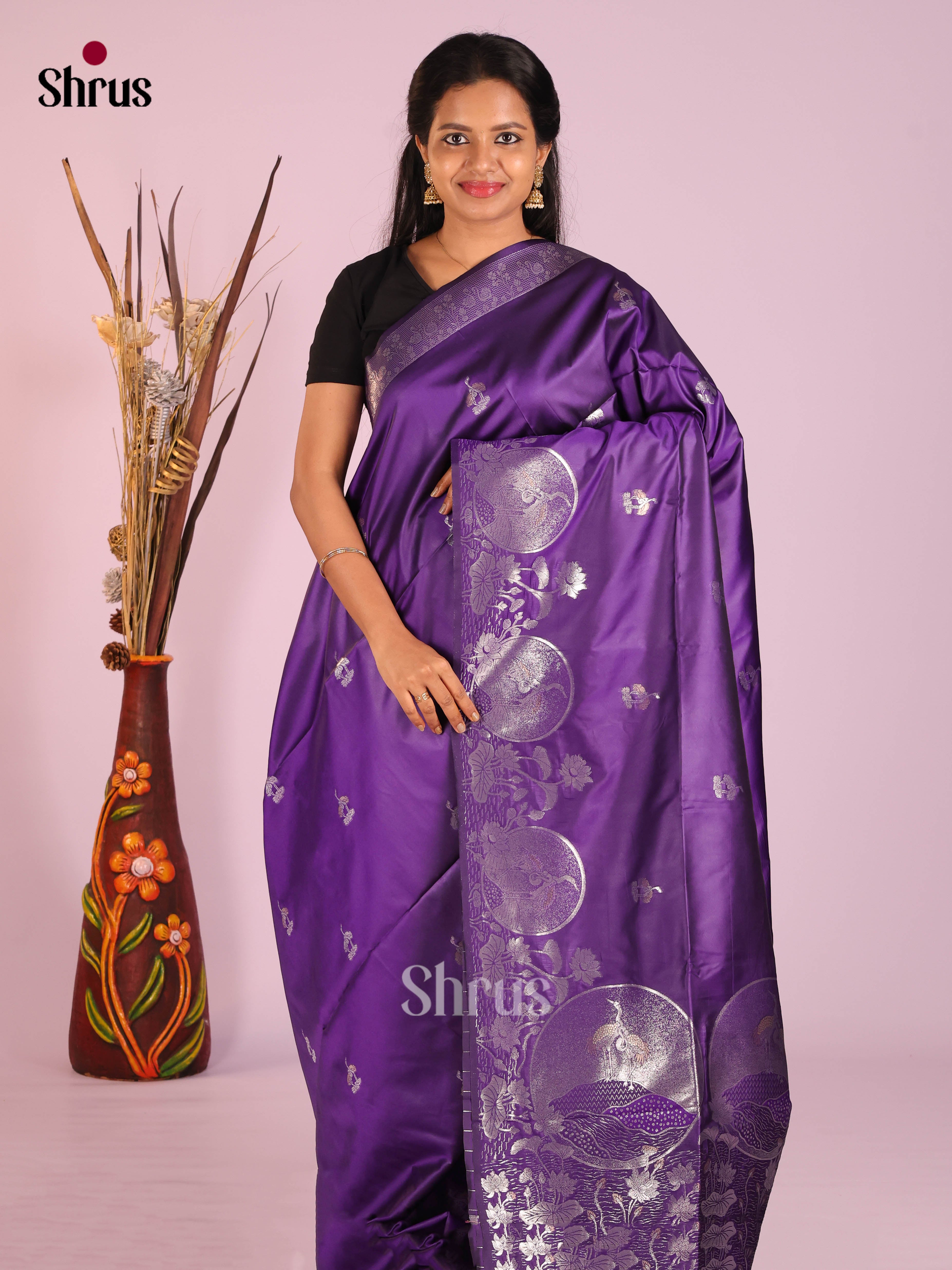 Violet- Semi Softsilk Saree
