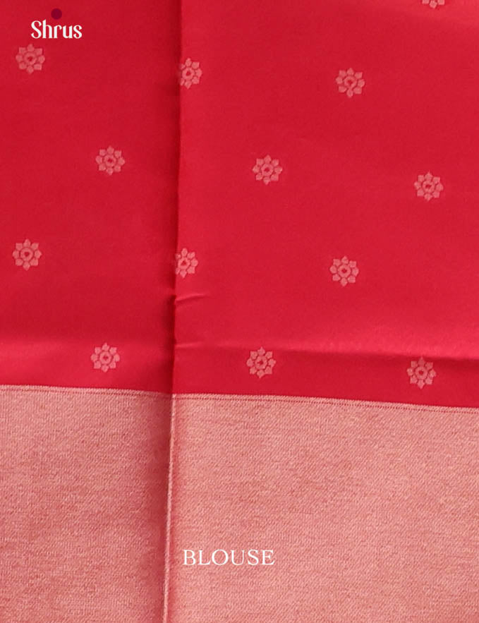 Orange & Red - Semi Softsilk Saree