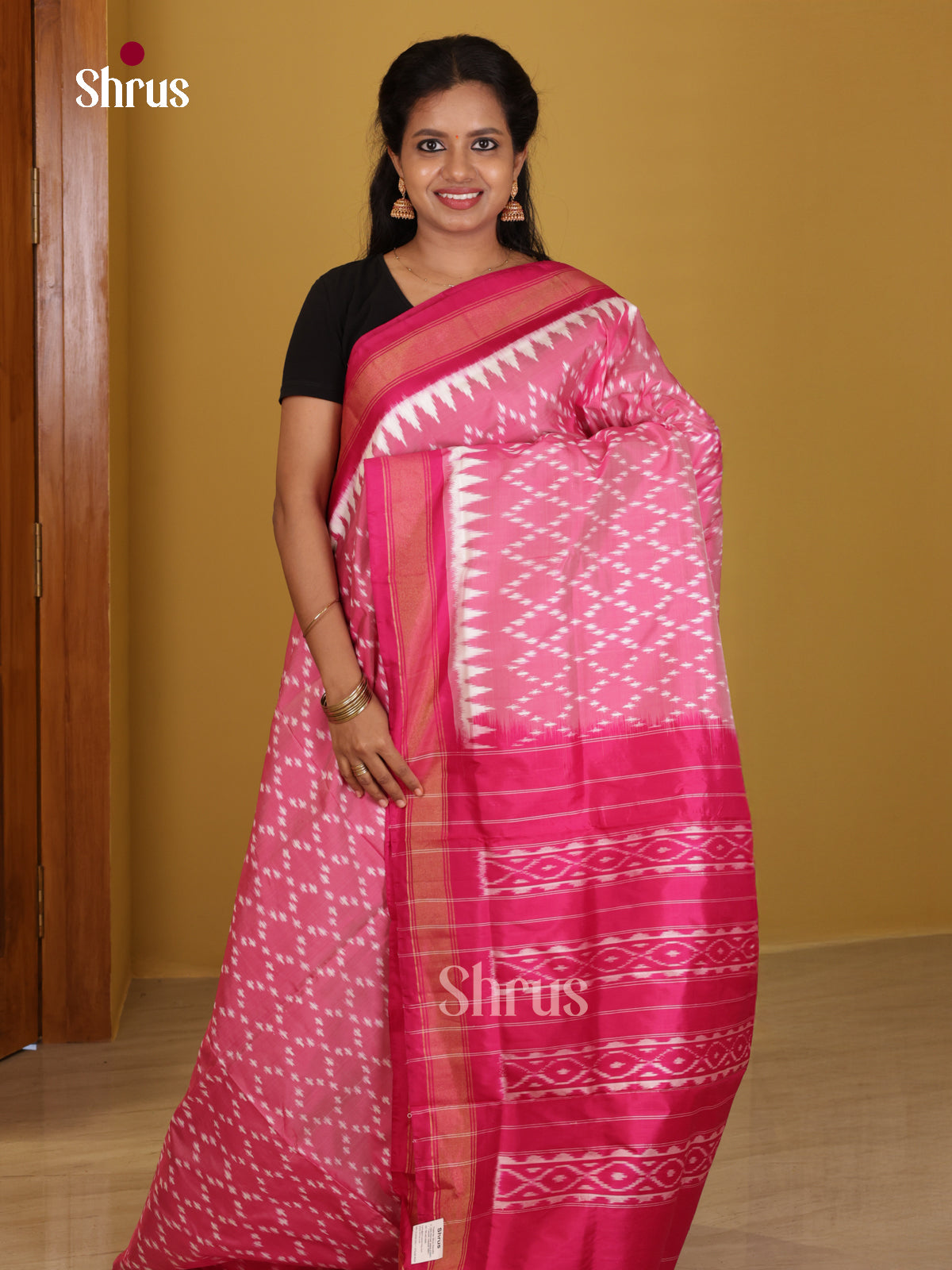 DIS16142 - Ikkat Silk Saree - Shop on Shrus.com