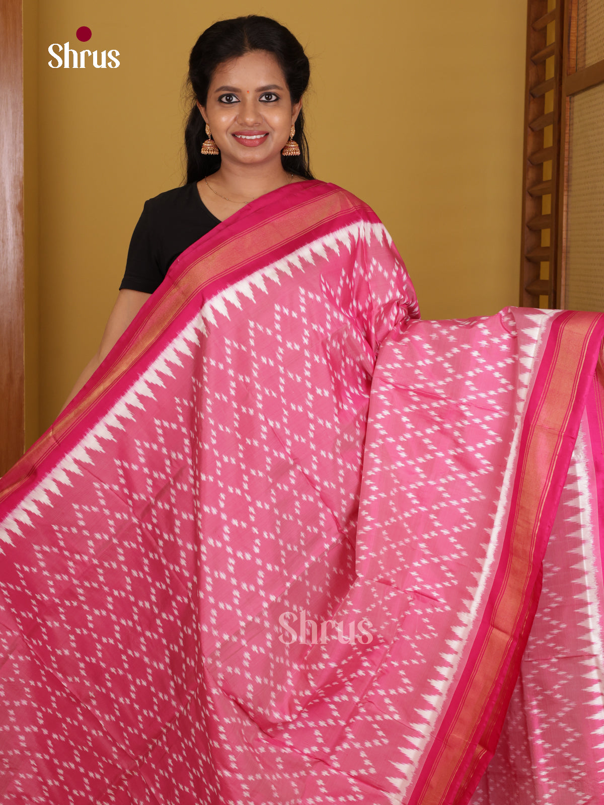 DIS16142 - Ikkat Silk Saree - Shop on Shrus.com