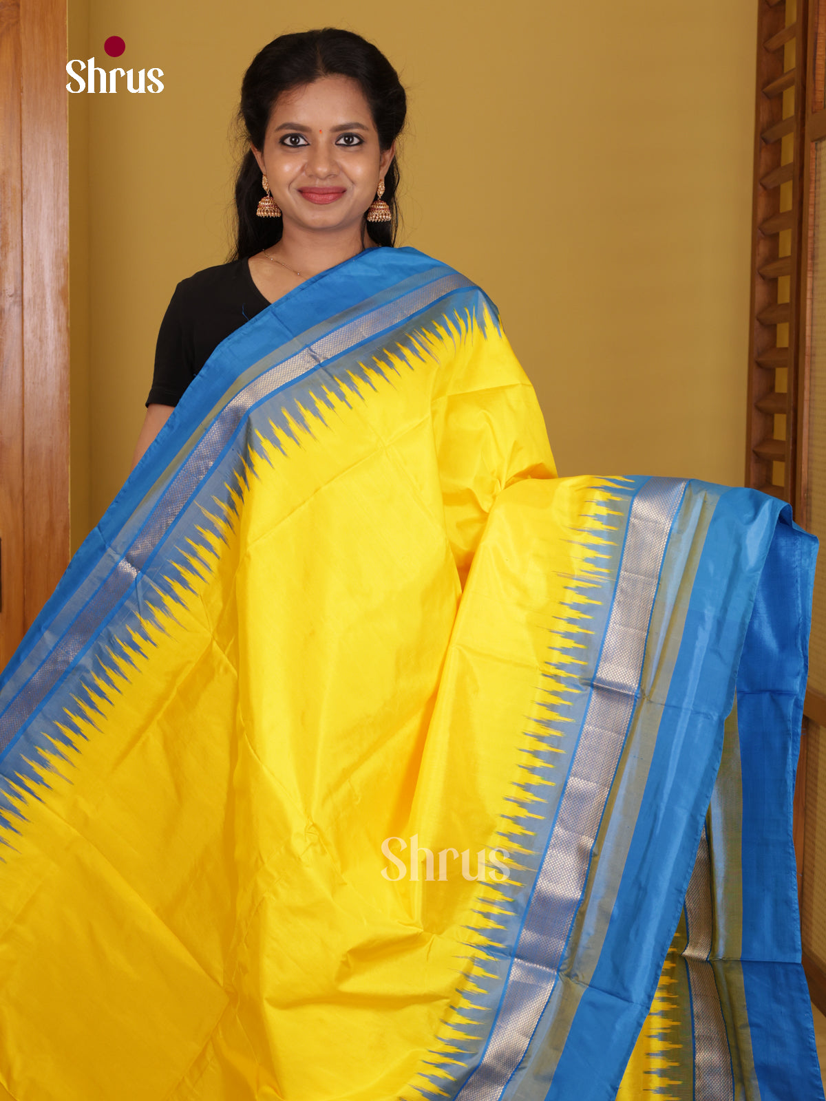 DIS16146 - Ikkat Silk Saree - Shop on Shrus.com