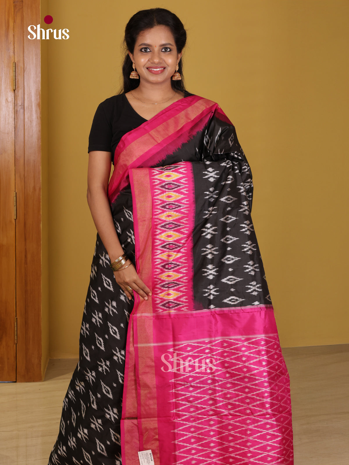 DIS16149 - Ikkat Silk Saree - Shop on Shrus.com