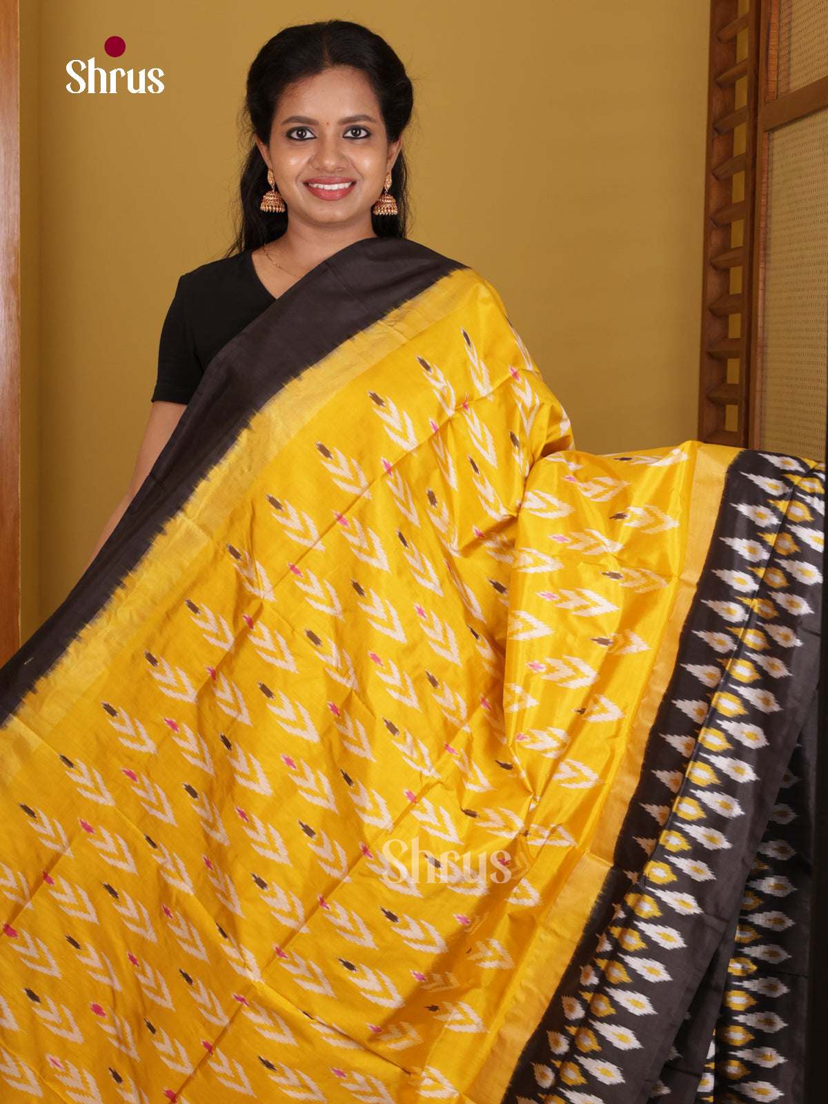 DIS16154 - Ikkat Silk Saree - Shop on Shrus.com