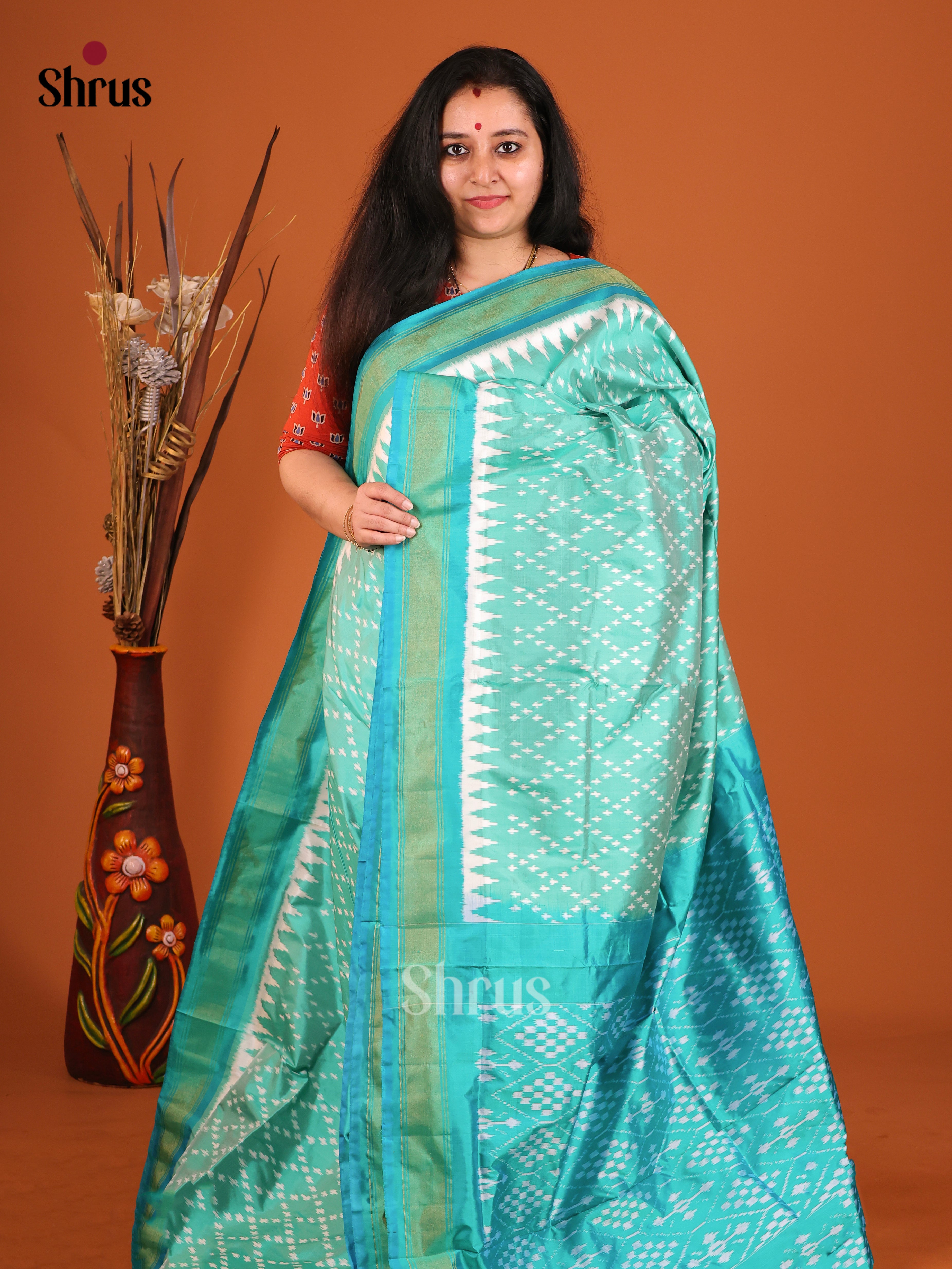 DIS16170 - Ikkat Silk Saree