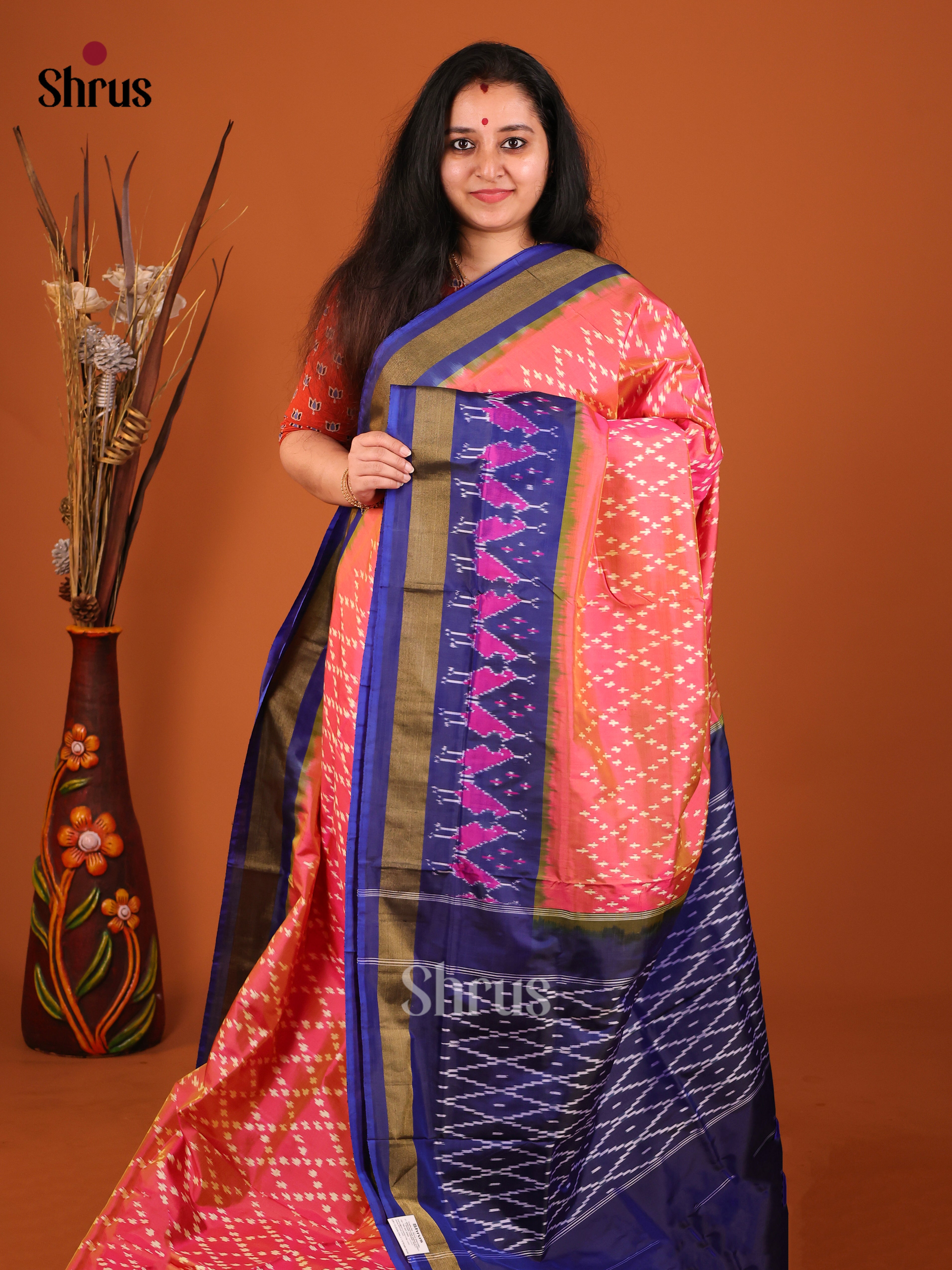 DIS16179 - Ikkat Silk Saree