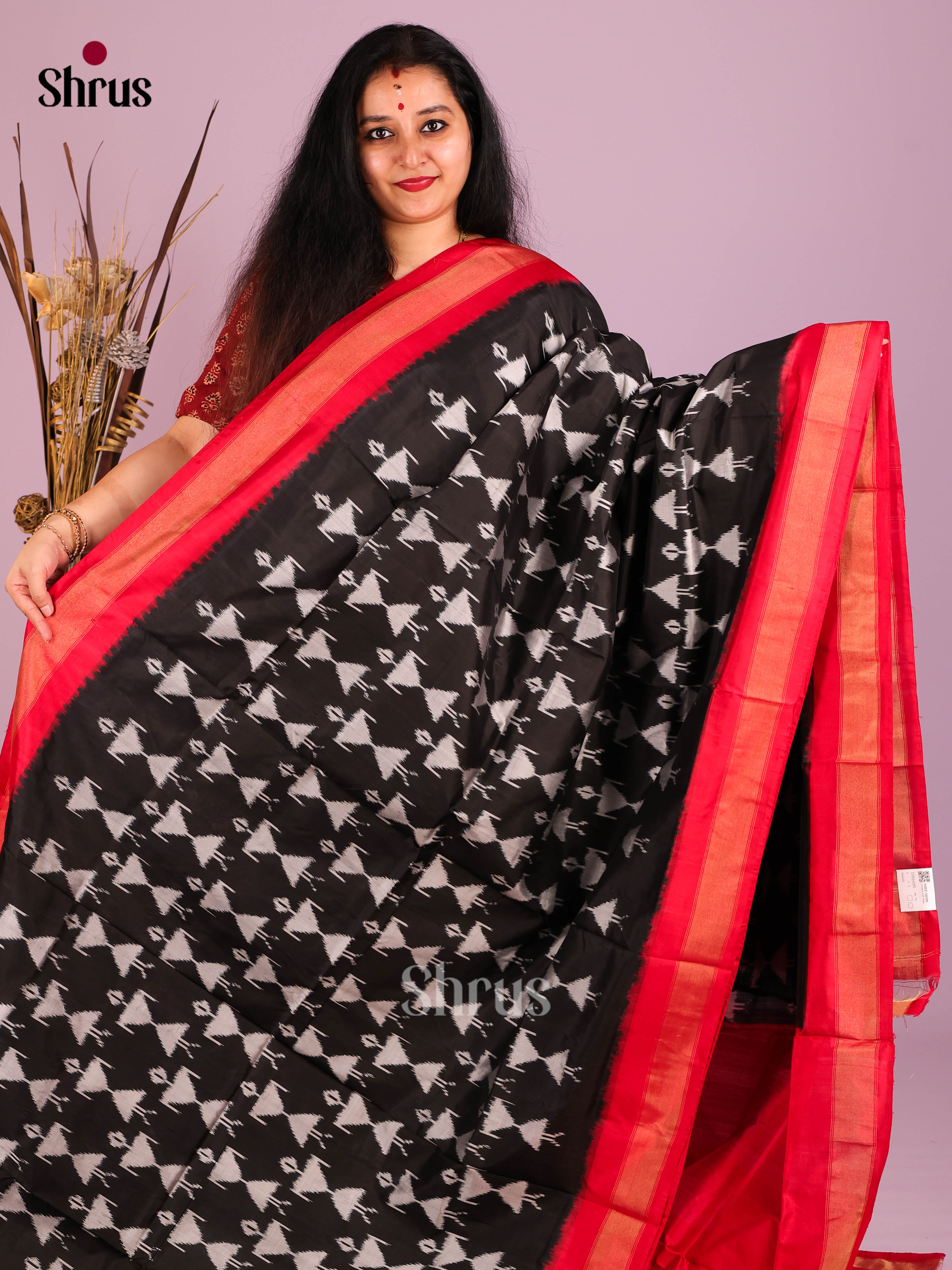 Black & Red - Ikkat Silk Saree