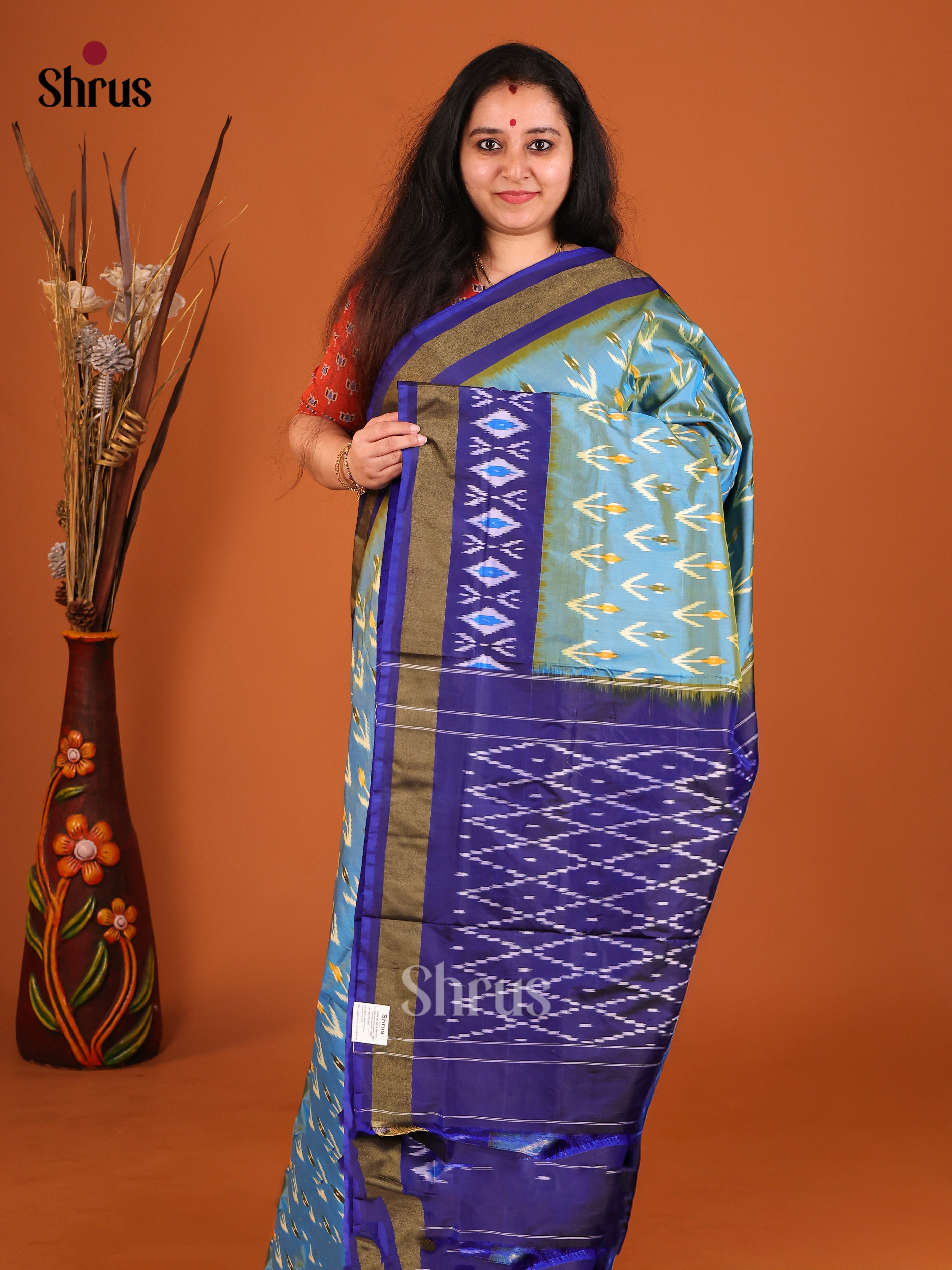 DIS16188 - Ikkat Silk Saree