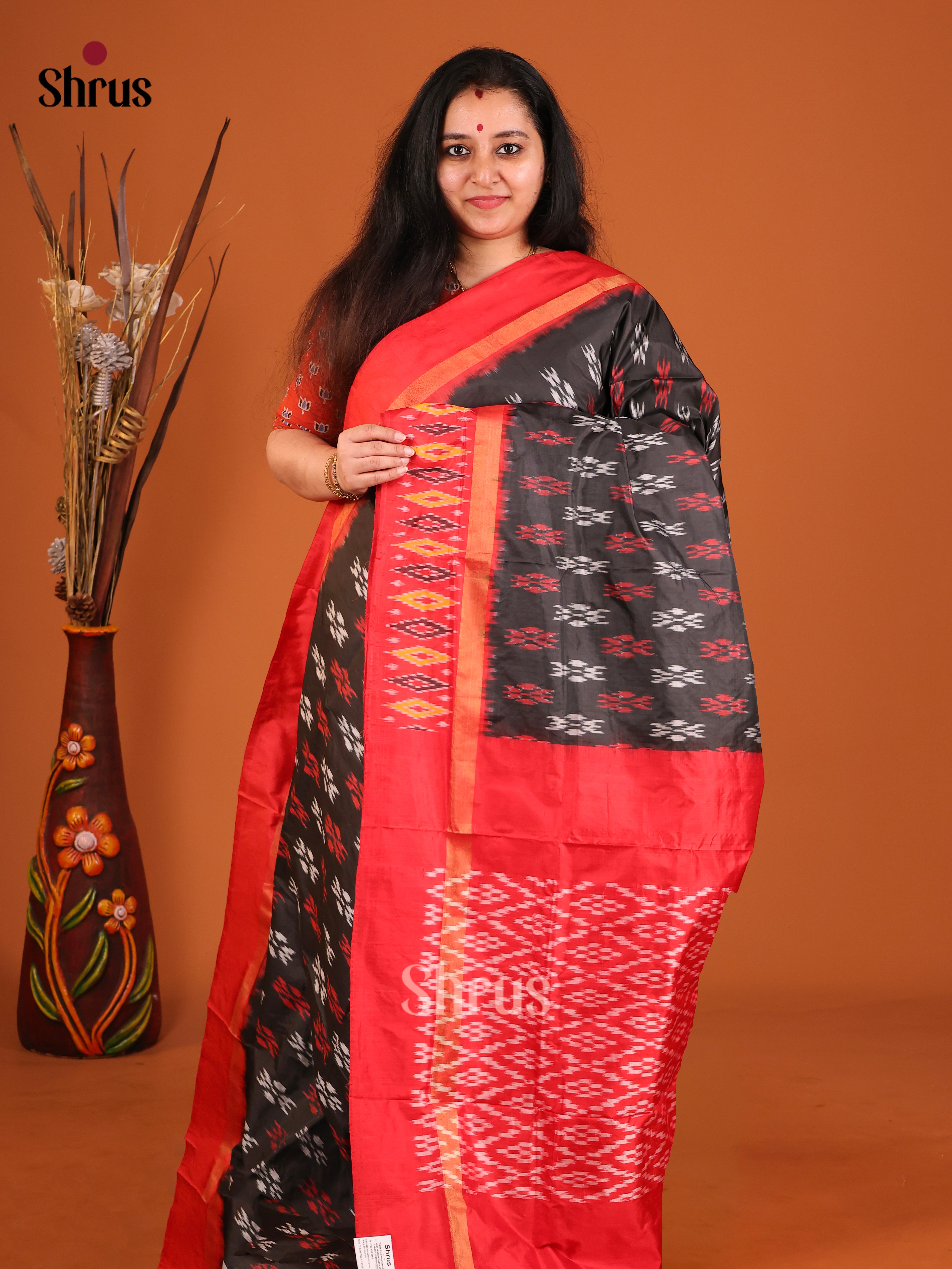 Black & Red - Ikkat Silk Saree
