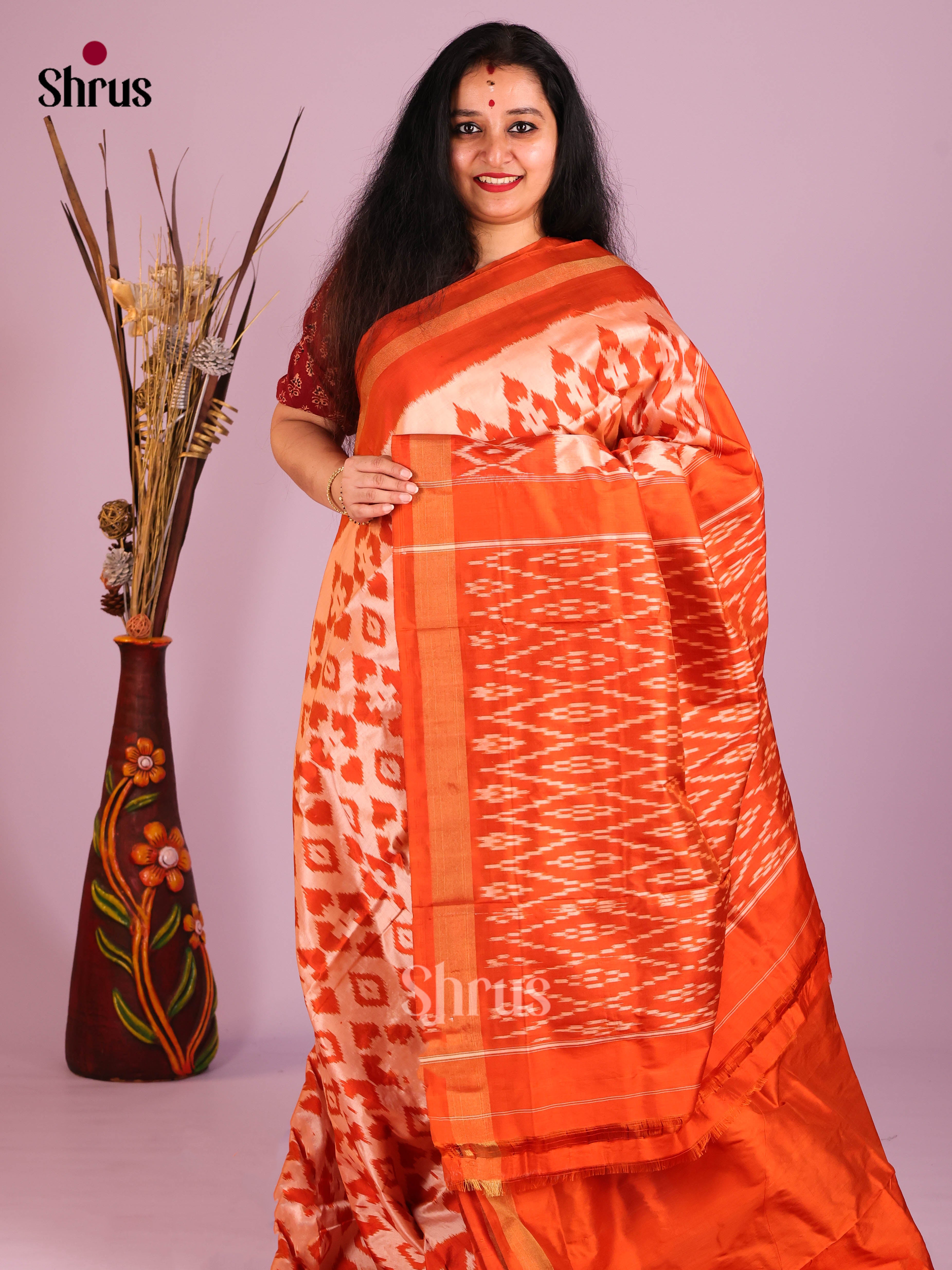 DIS16194 - Ikkat Silk Saree - Shop on Shrus.com