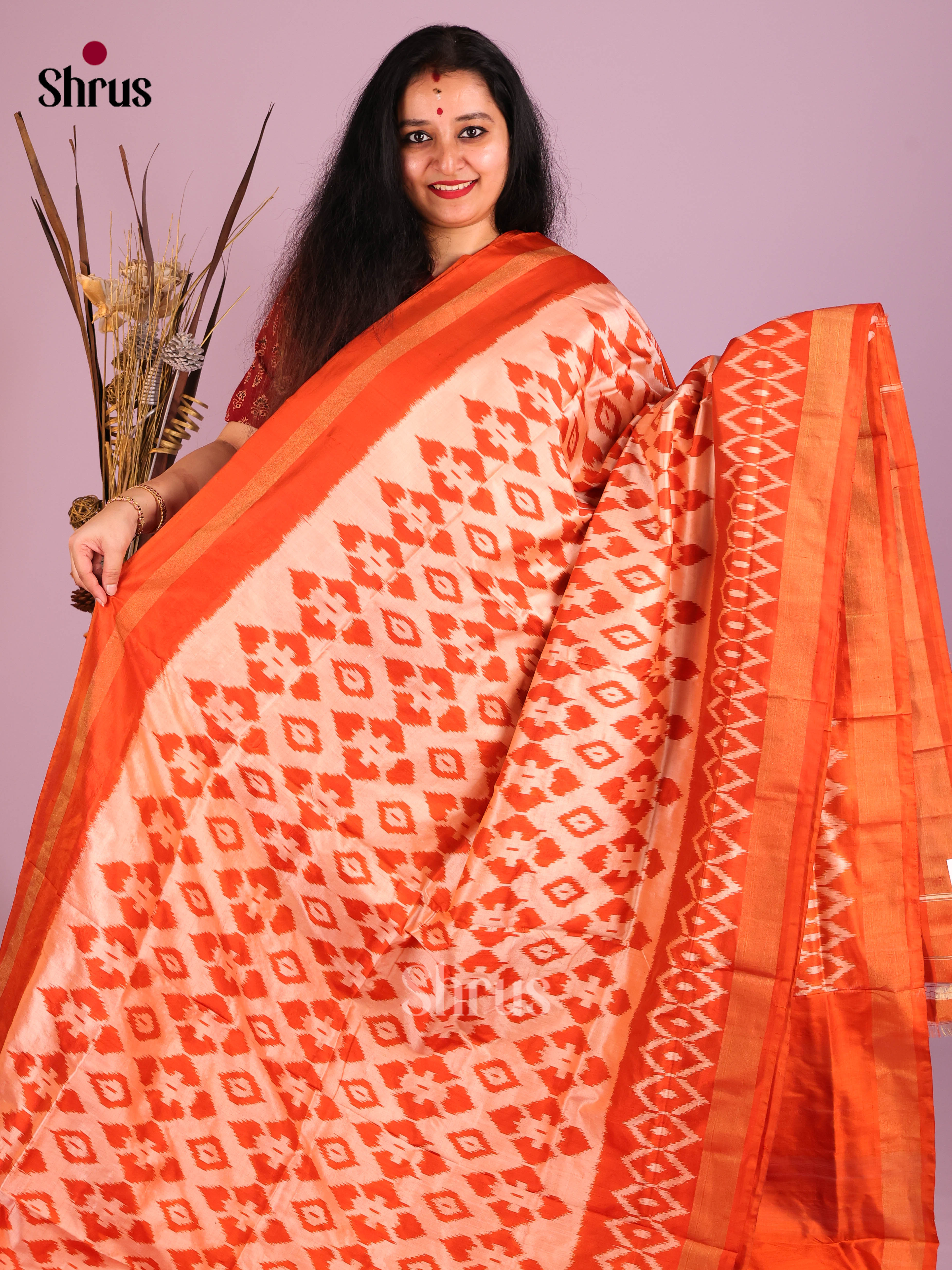DIS16194 - Ikkat Silk Saree - Shop on Shrus.com