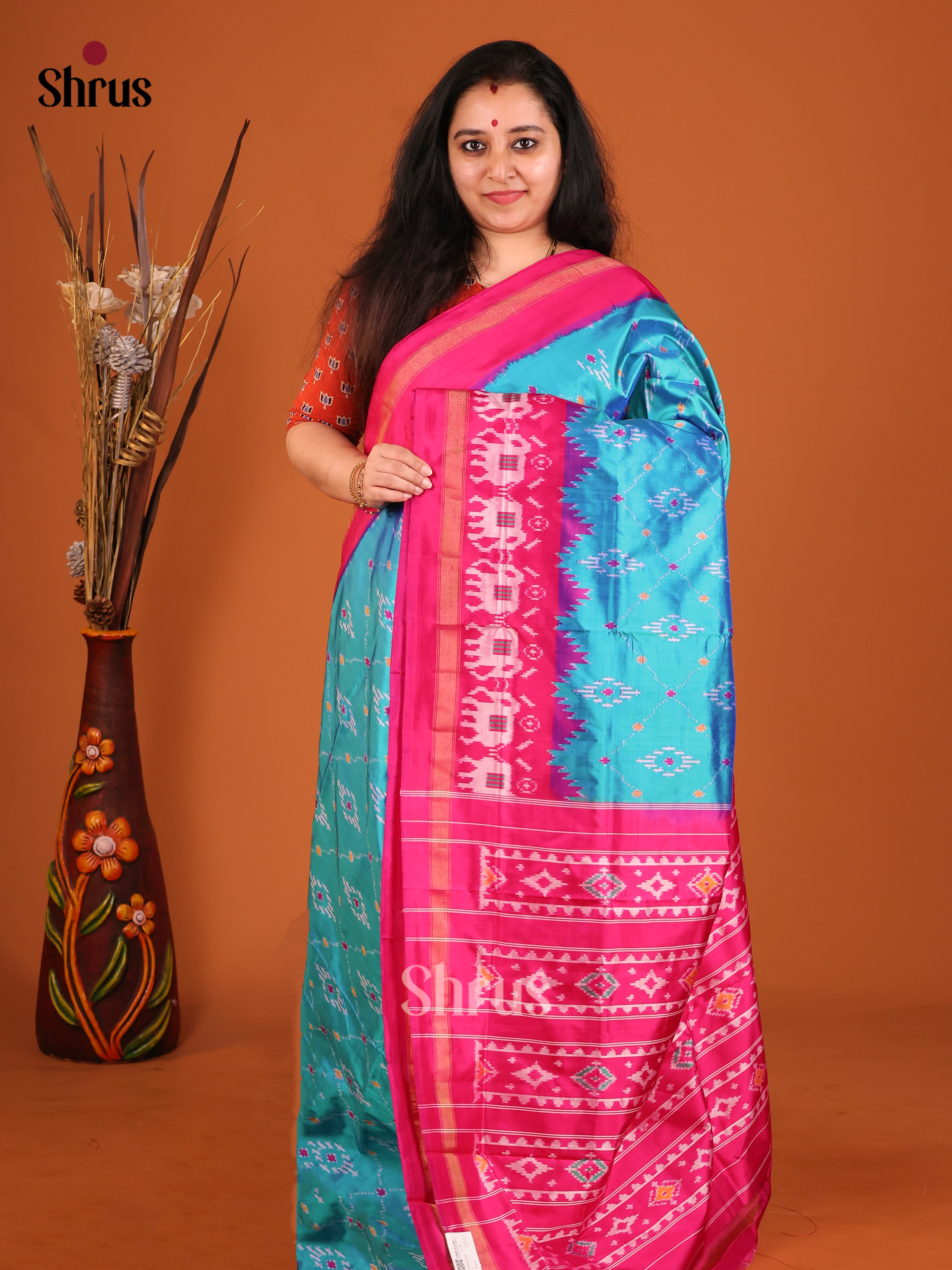DIS16210 - Ikkat Silk Saree