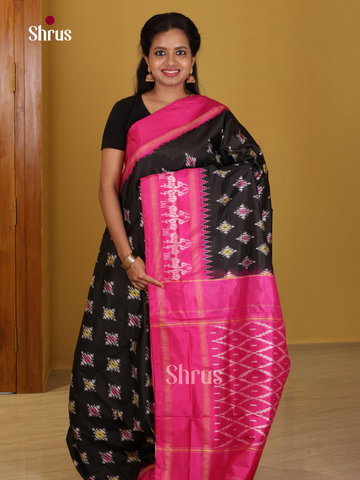 DIS16220 - Ikkat Silk Saree - Shop on Shrus.com