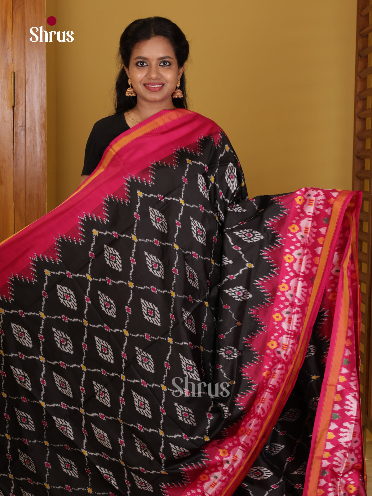DIS16223 - Ikkat Silk Saree - Shop on Shrus.com