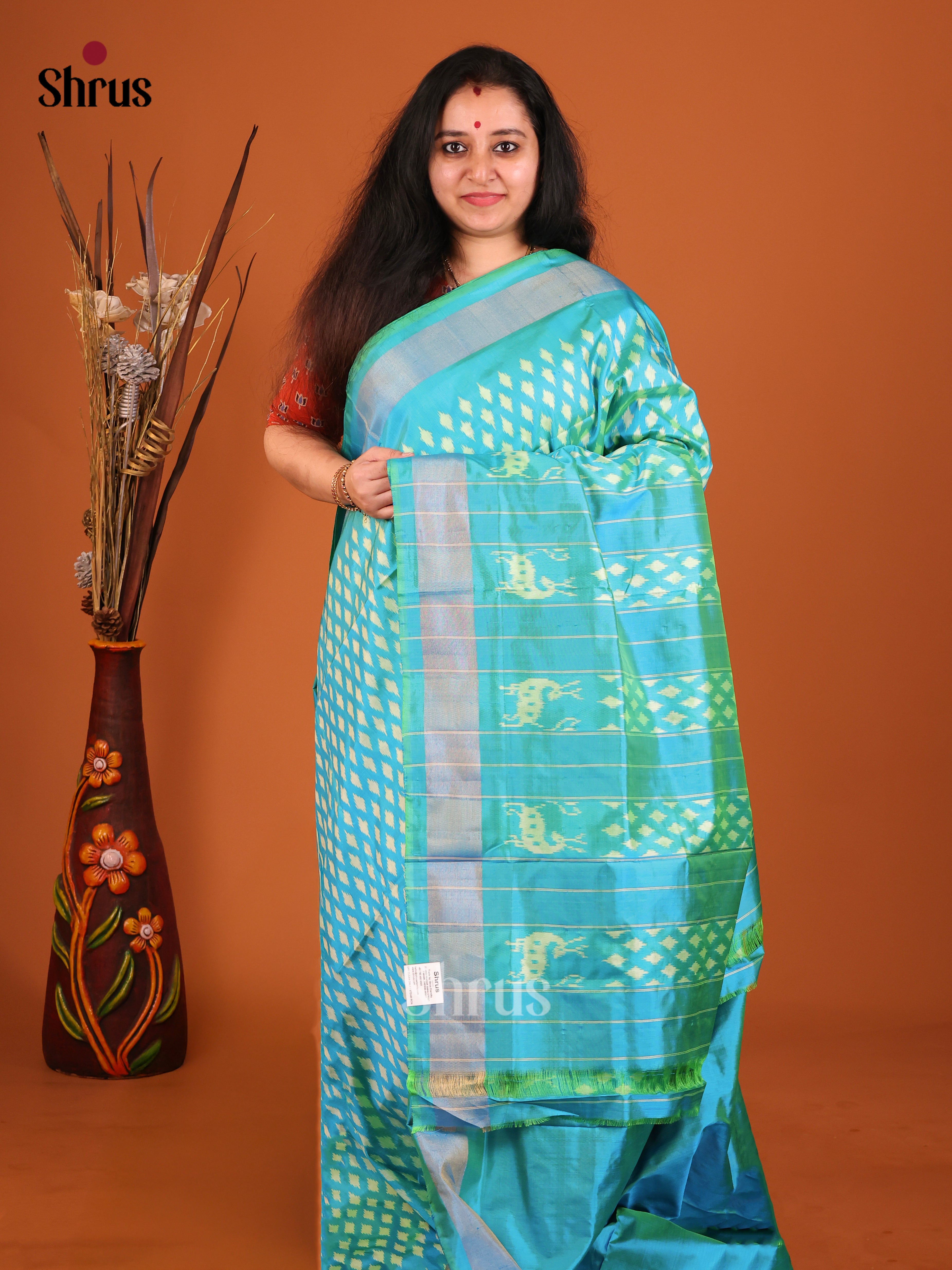DIS16232 - Ikkat Silk Saree
