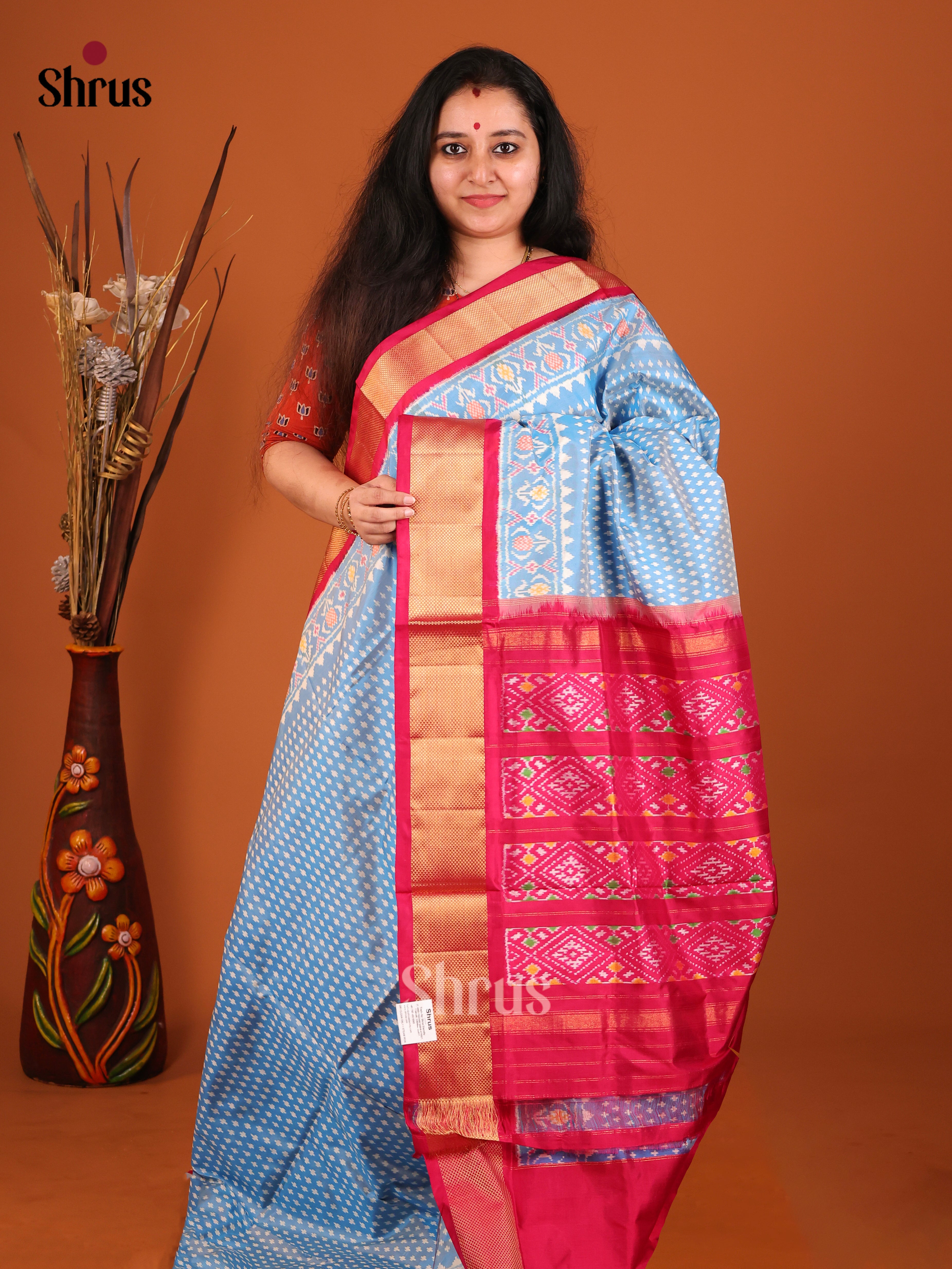 DIS16242 - Ikkat Silk Saree