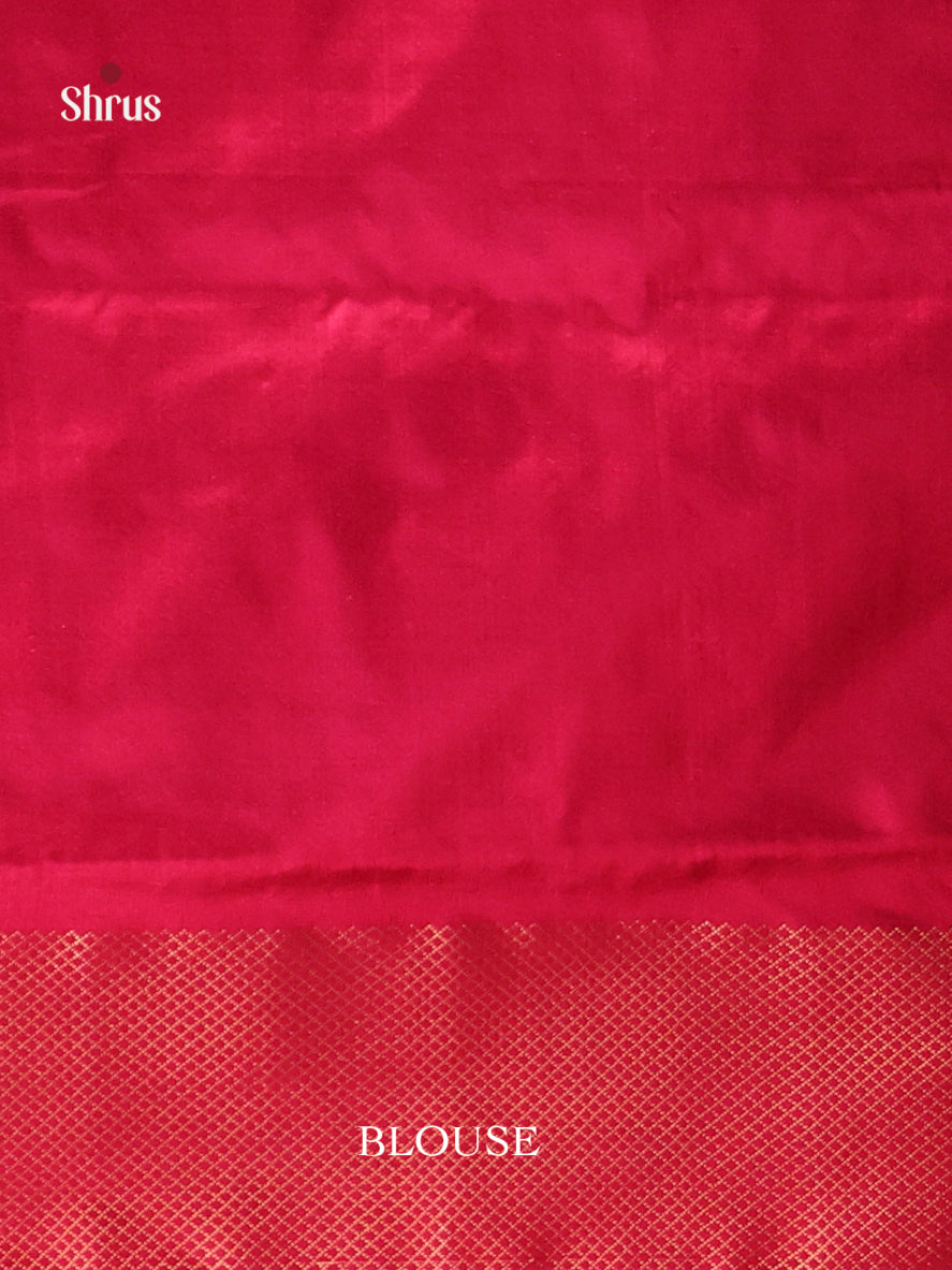 Breezy Pastel Blue Ikkat Saree With Polka Dots & Hot Pink Kaddi Zari Border