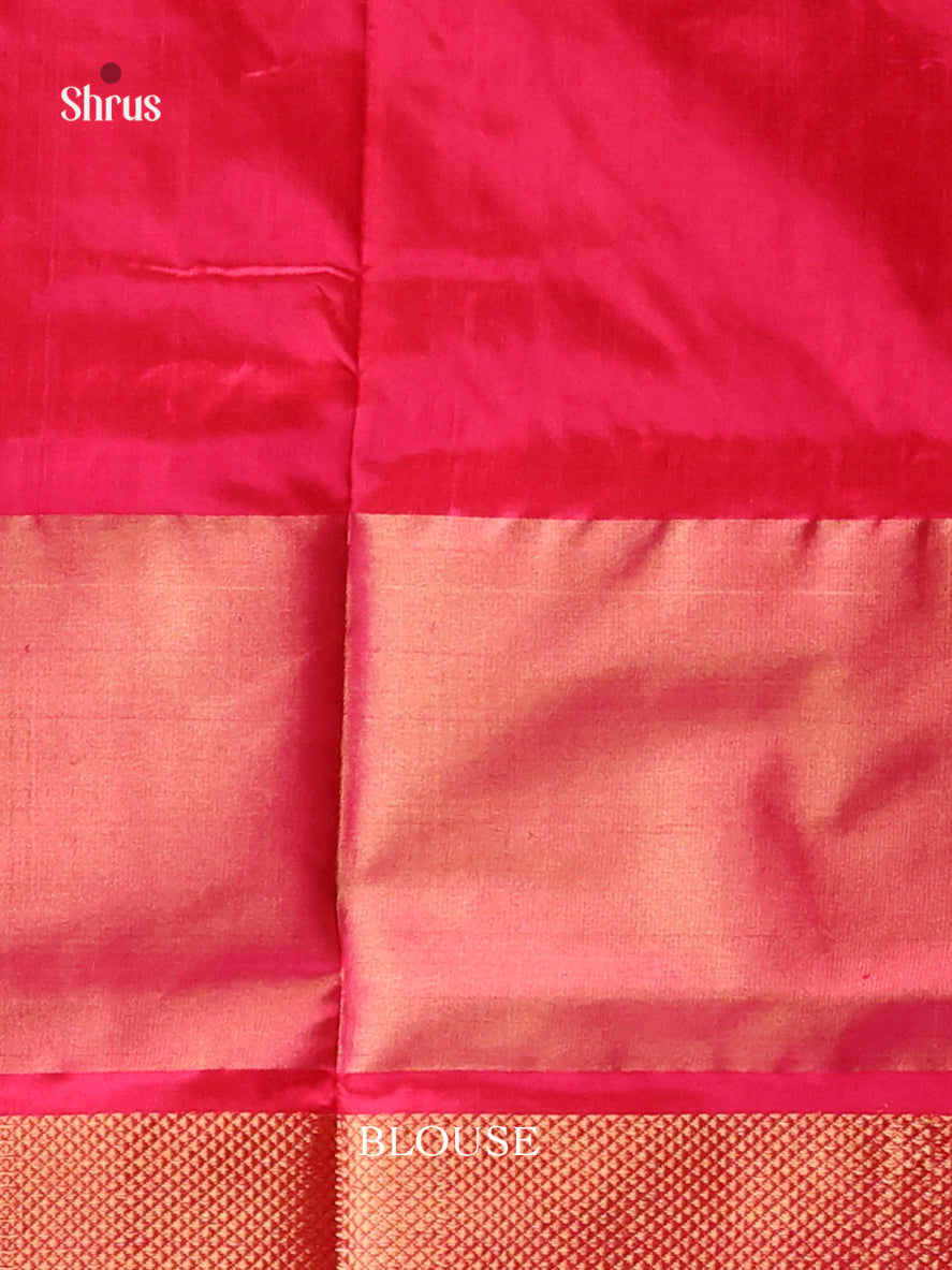 Yellow & Pink - Ikkat Silk Saree