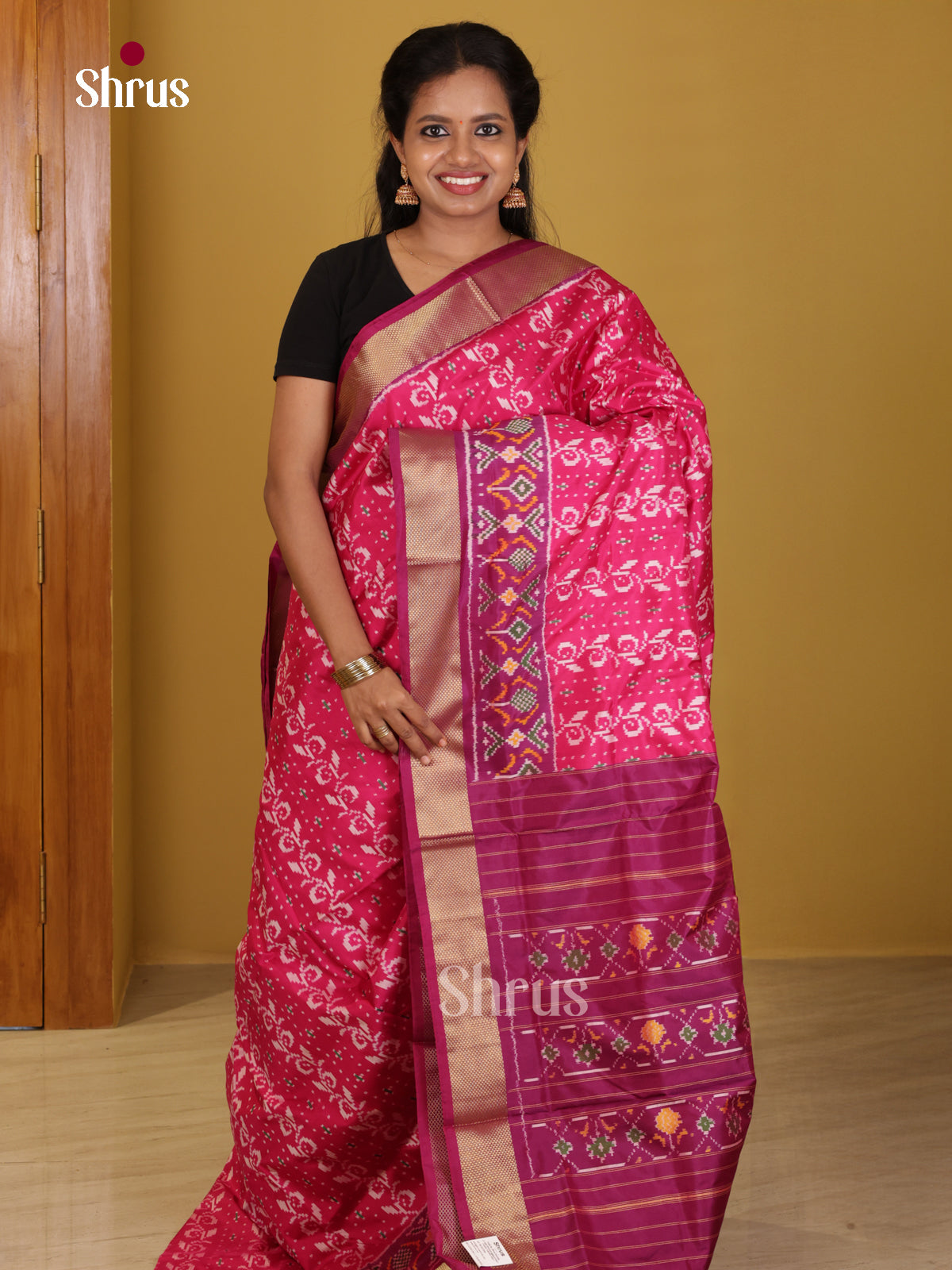 DIS16244 - Ikkat Silk Saree - Shop on Shrus.com
