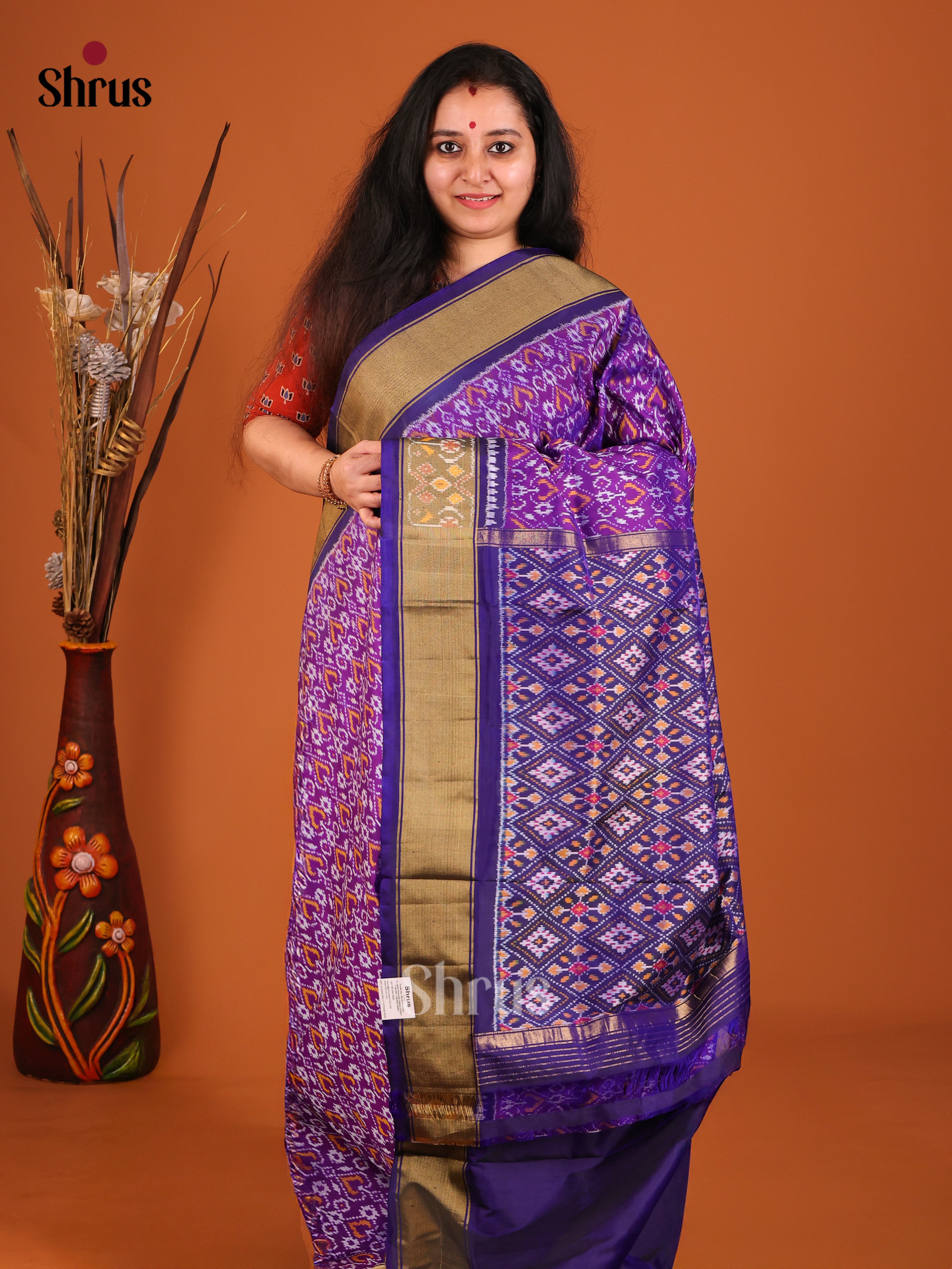 DIS16245 - Ikkat Silk Saree