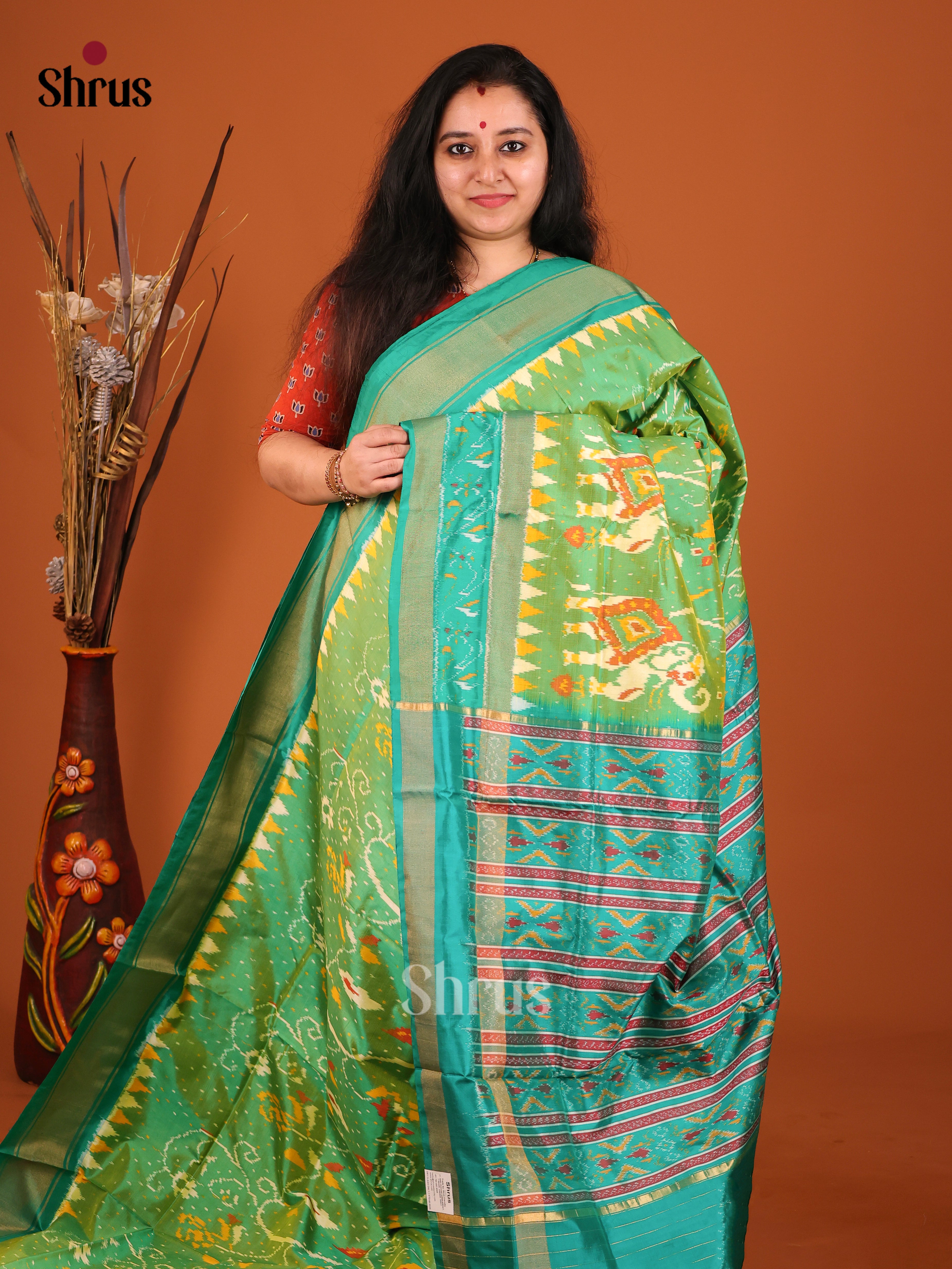 DIS16246 - Ikkat Silk Saree
