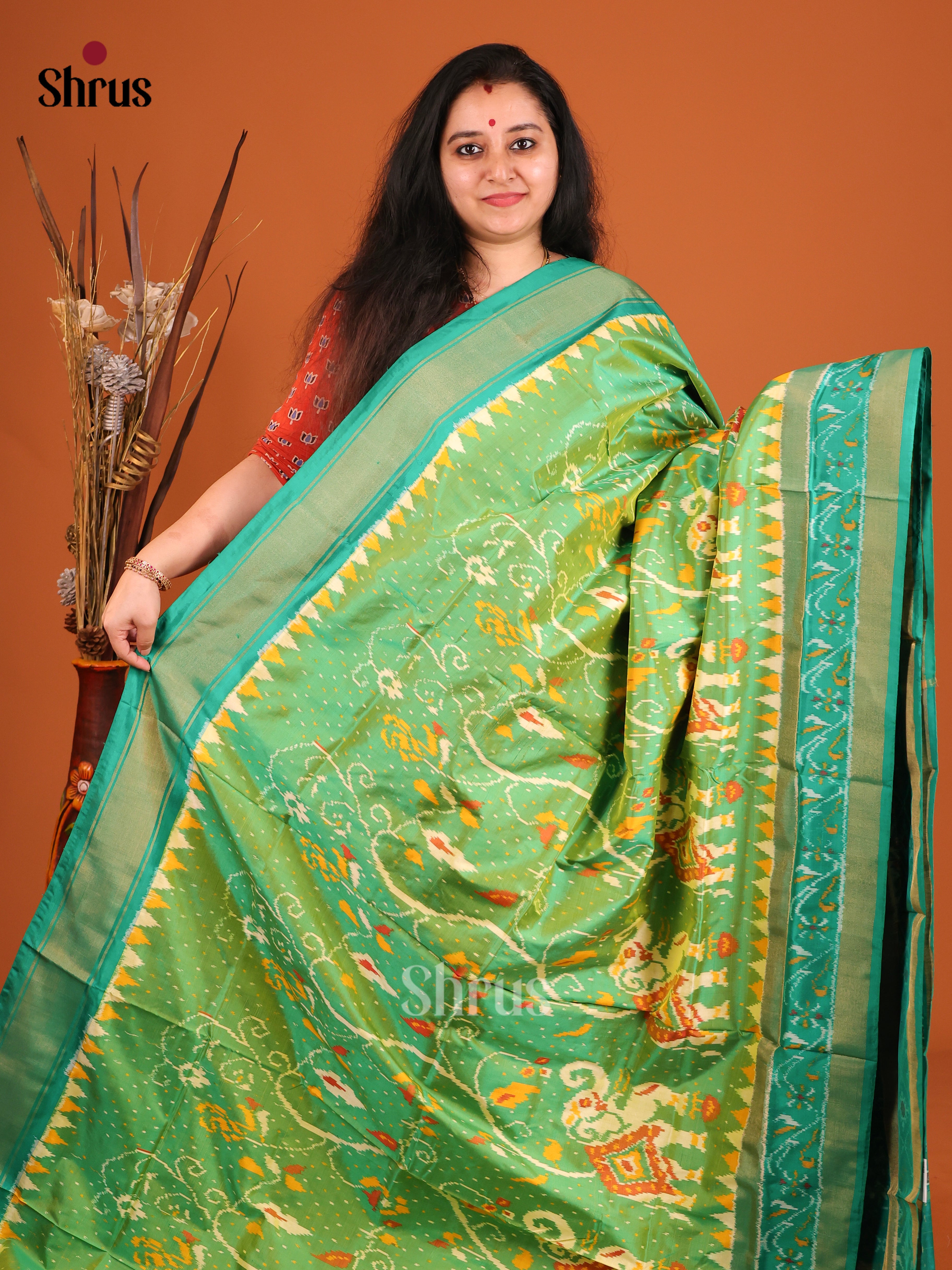 DIS16246 - Ikkat Silk Saree