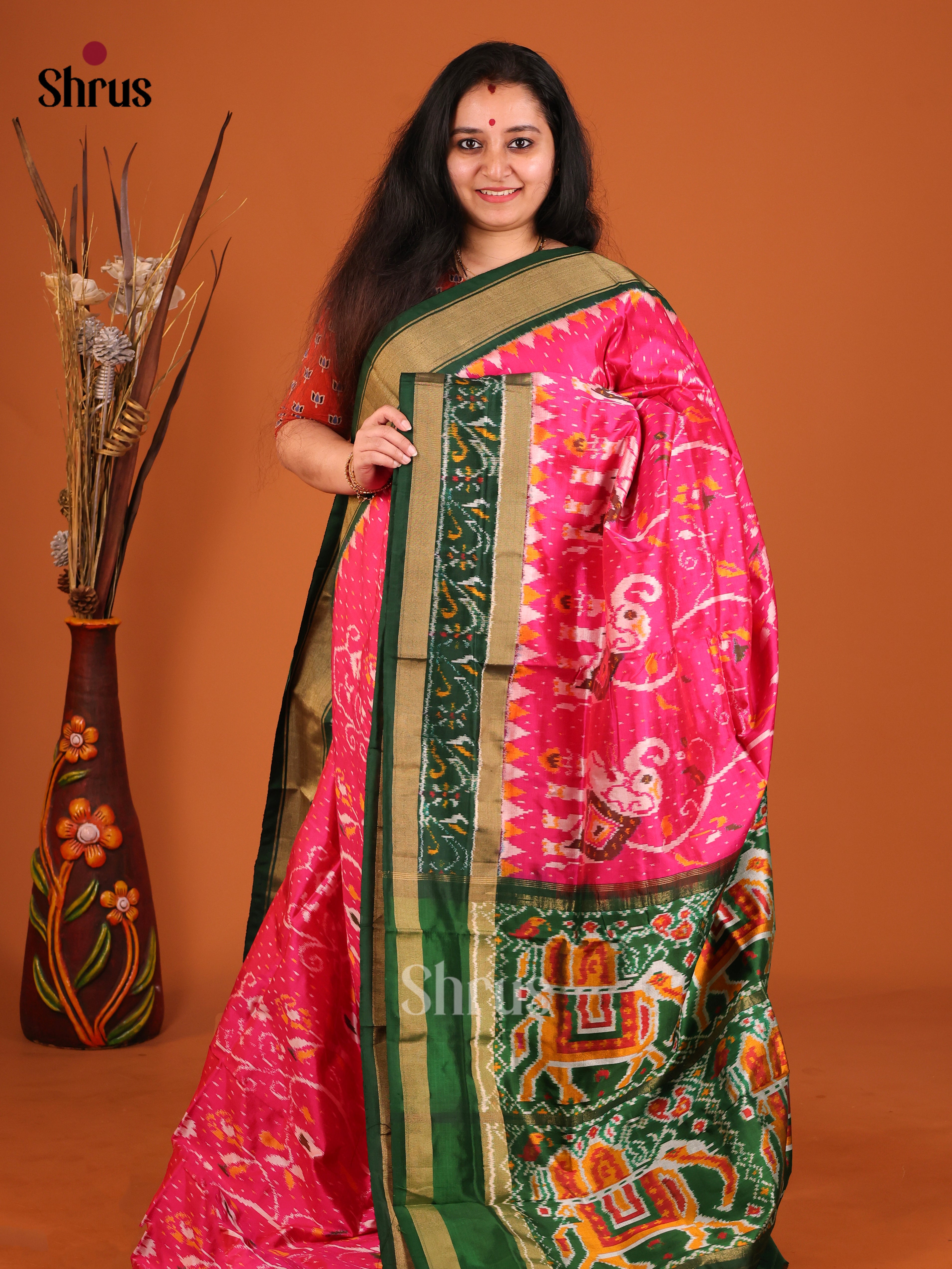 DIS16247 - Ikkat Silk Saree