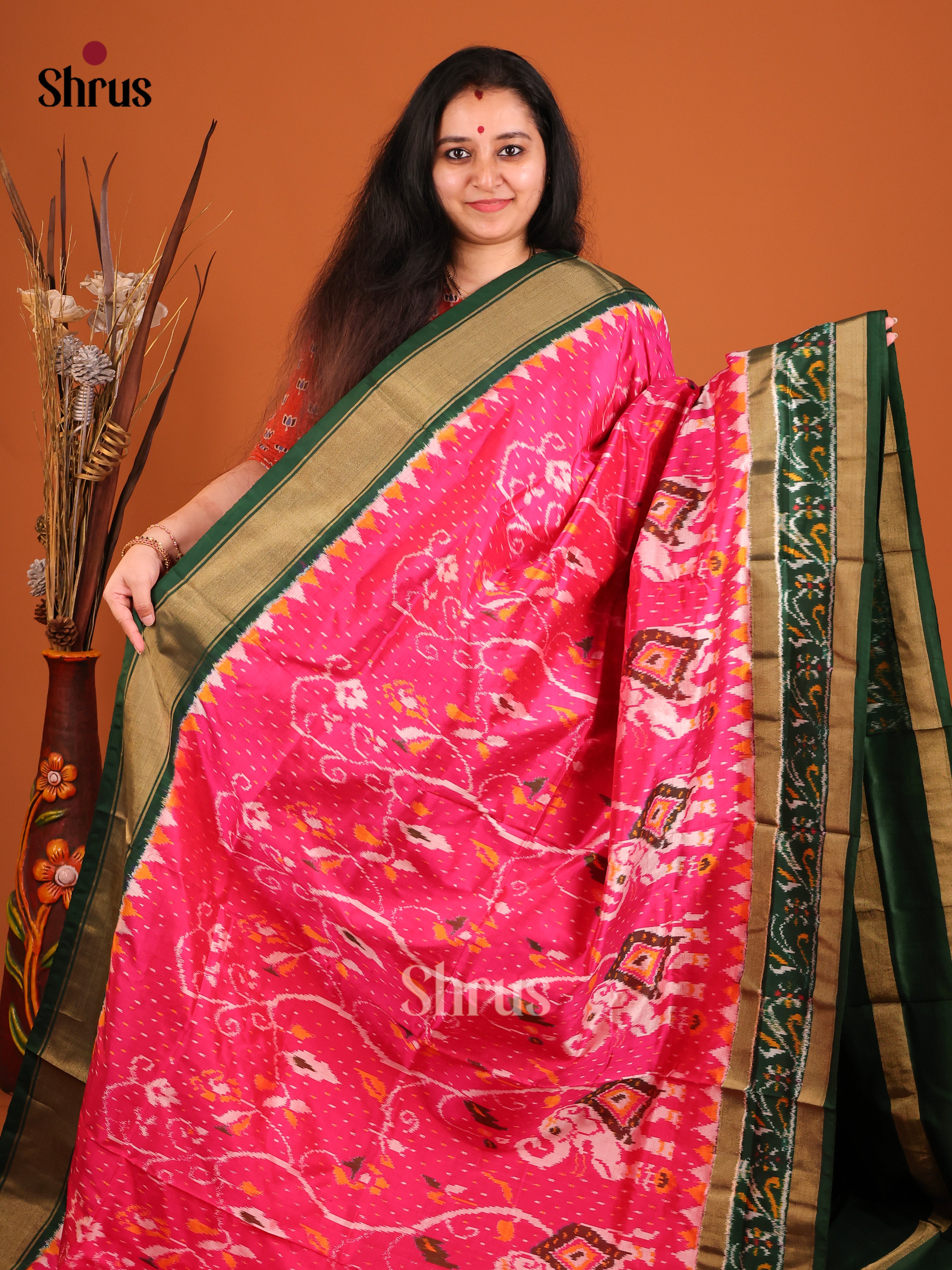 DIS16247 - Ikkat Silk Saree