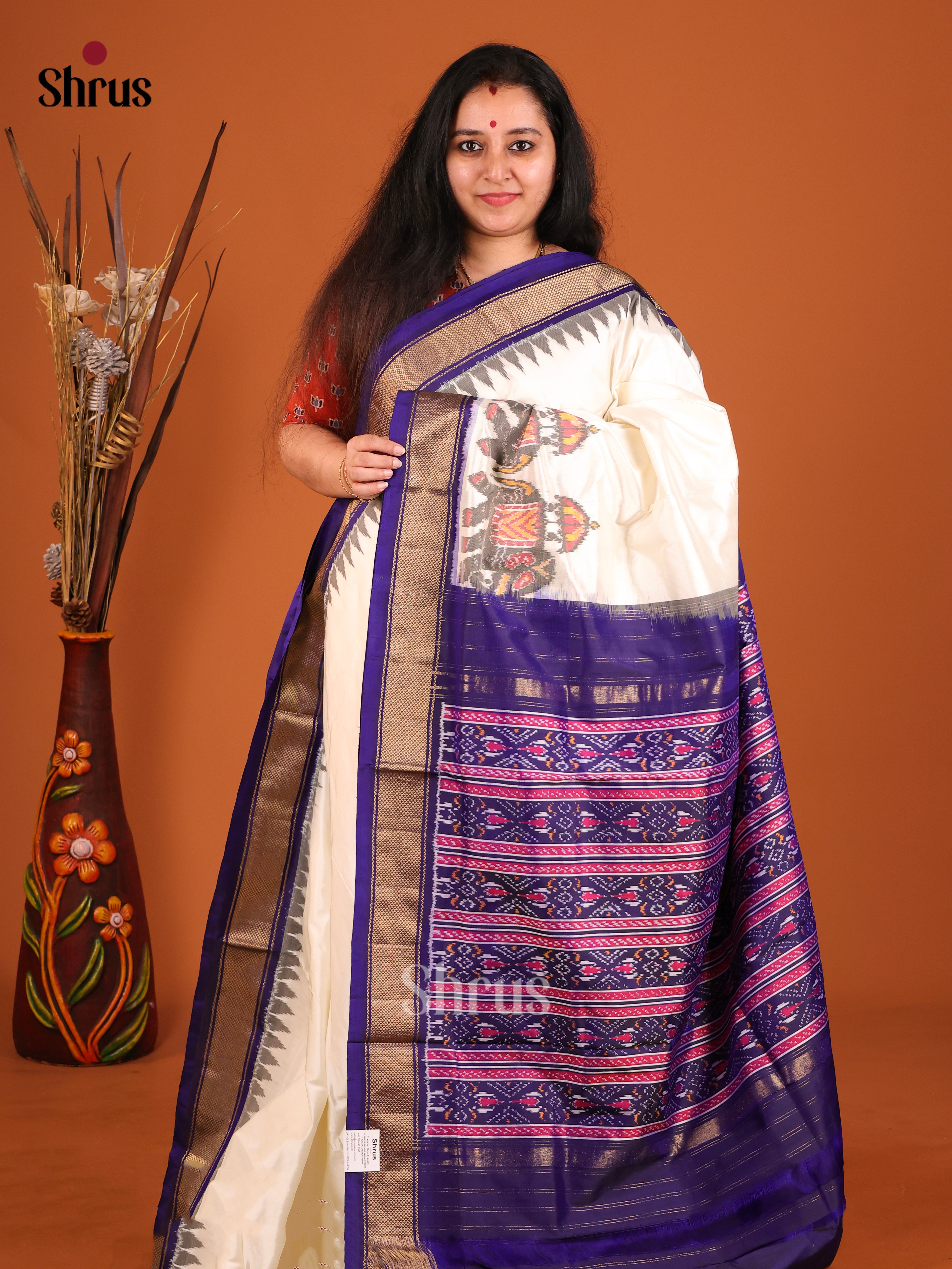 DIS16255 - Ikkat Silk Saree