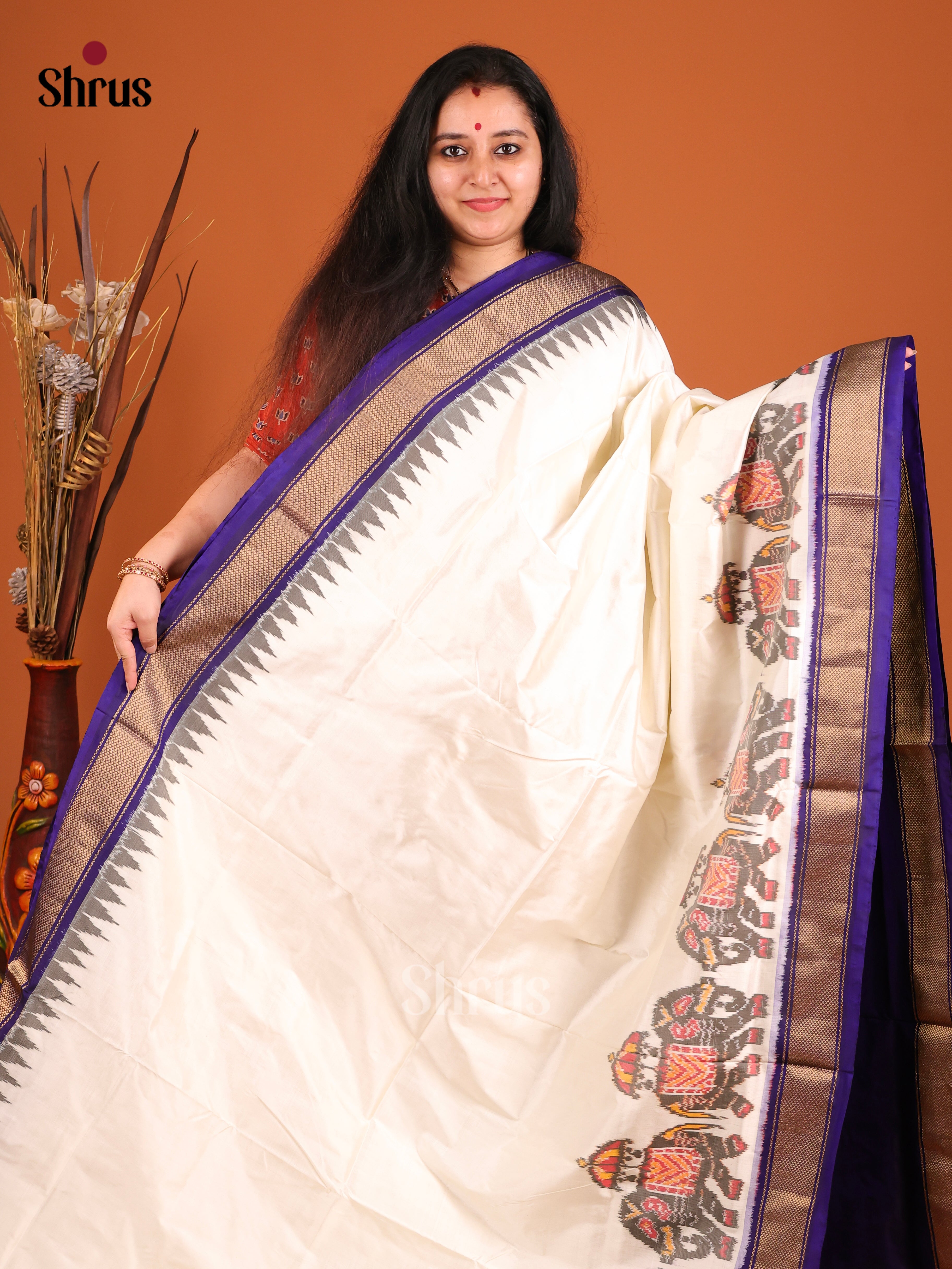DIS16255 - Ikkat Silk Saree