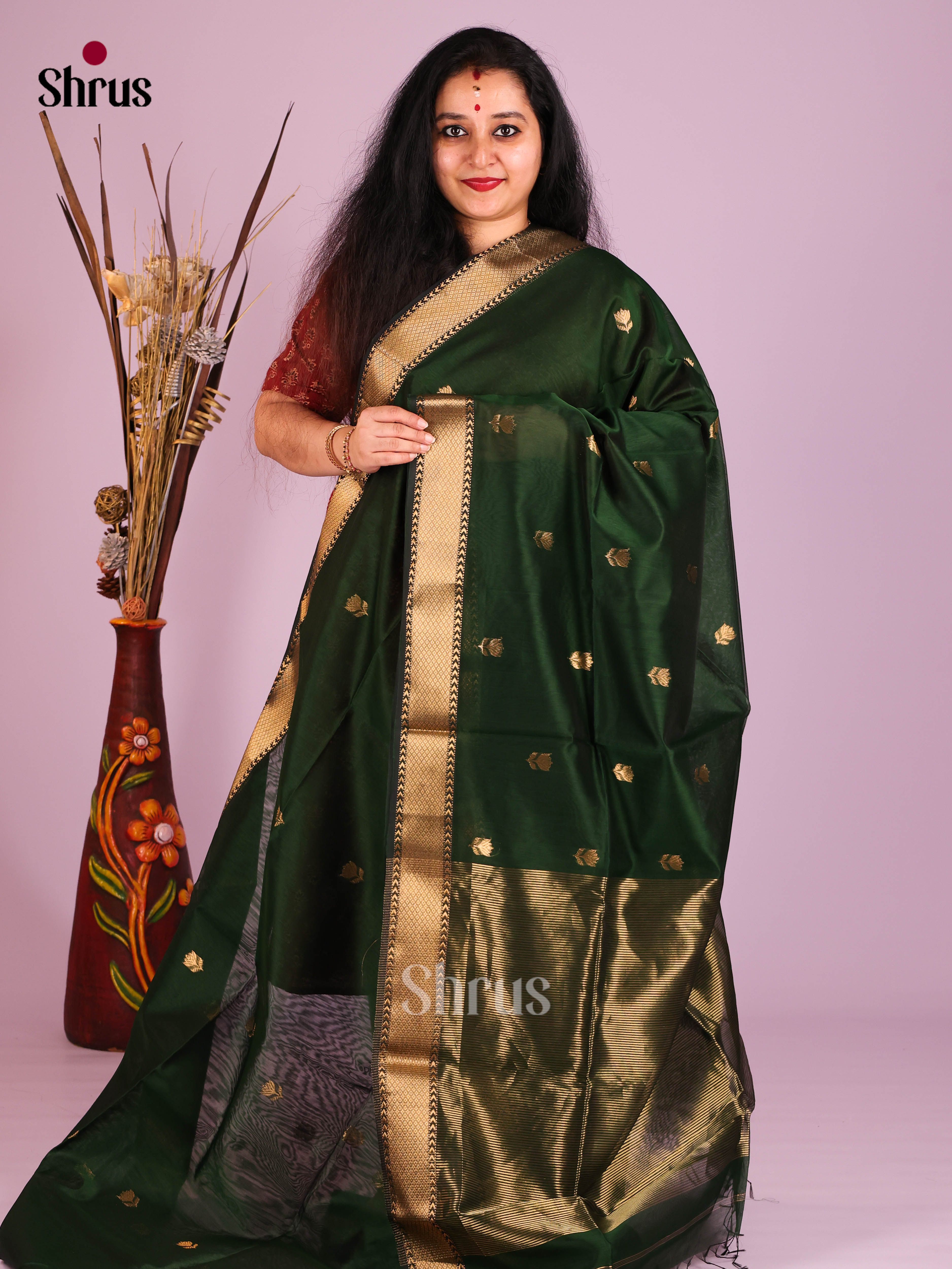 DIS16263 - Maheshwari silkcotton Saree - Shop on Shrus.com