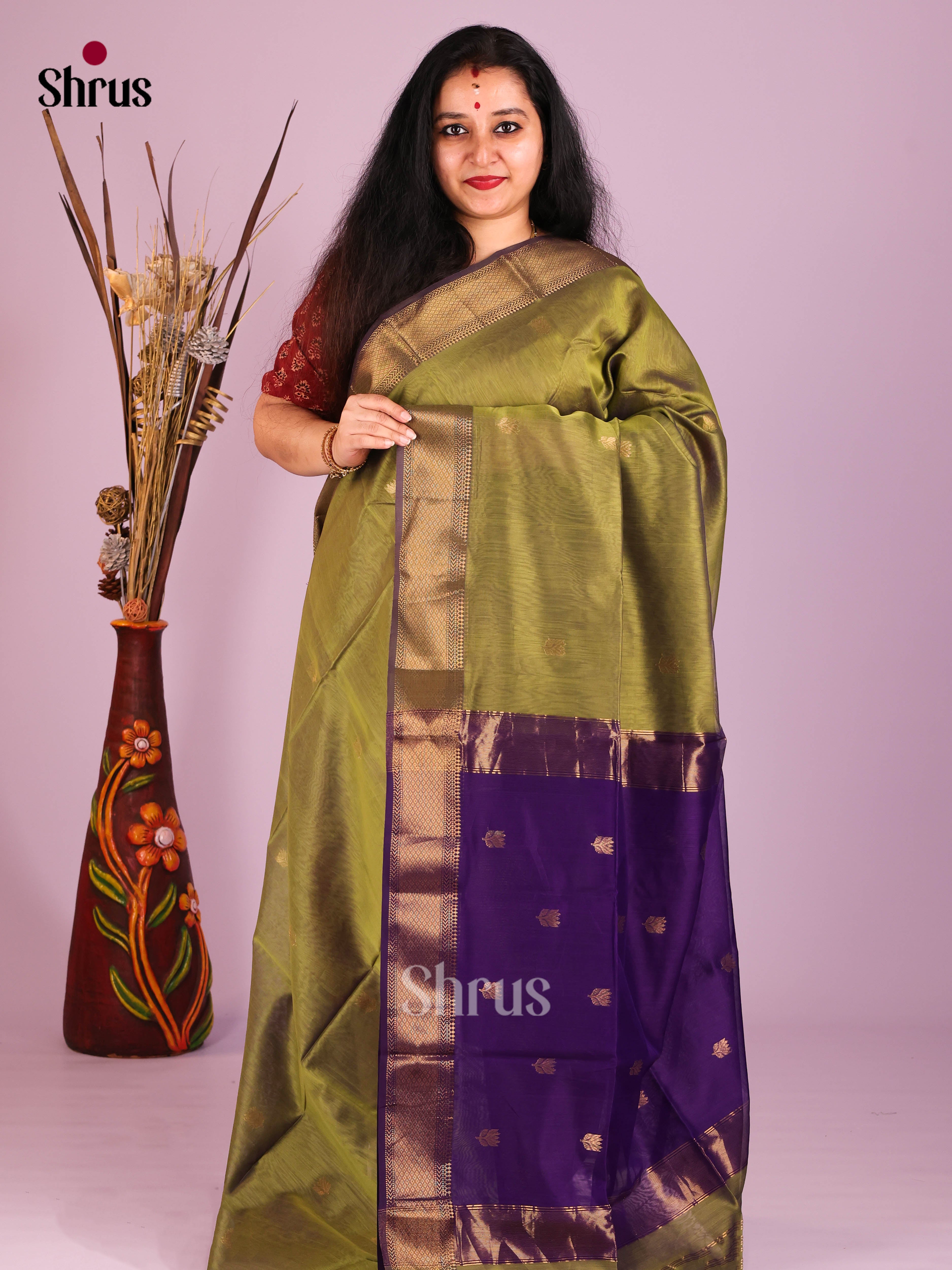 DIS16265 - Maheshwari silkcotton Saree - Shop on Shrus.com