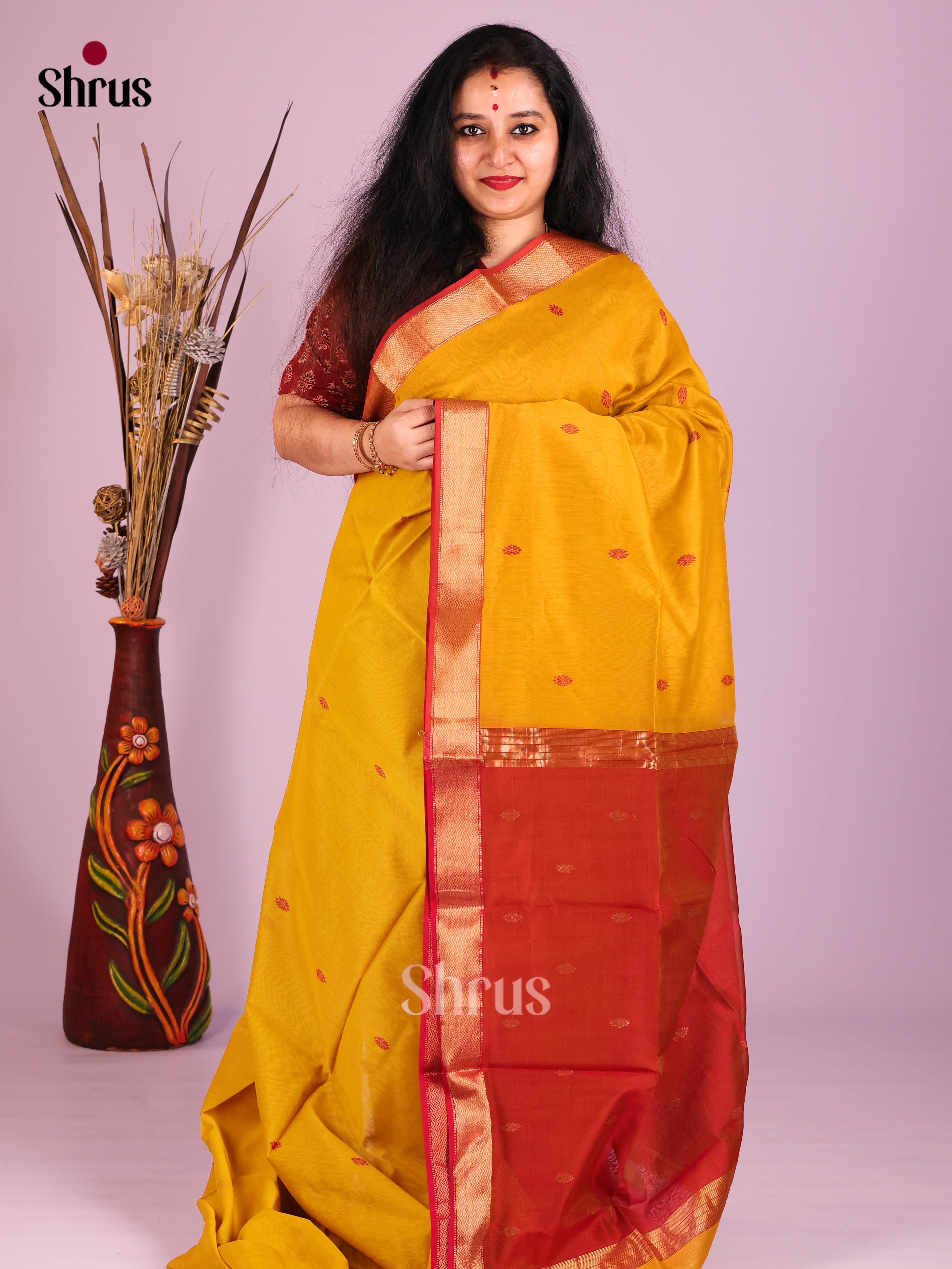DIS16271 - Maheshwari silkcotton Saree - Shop on Shrus.com