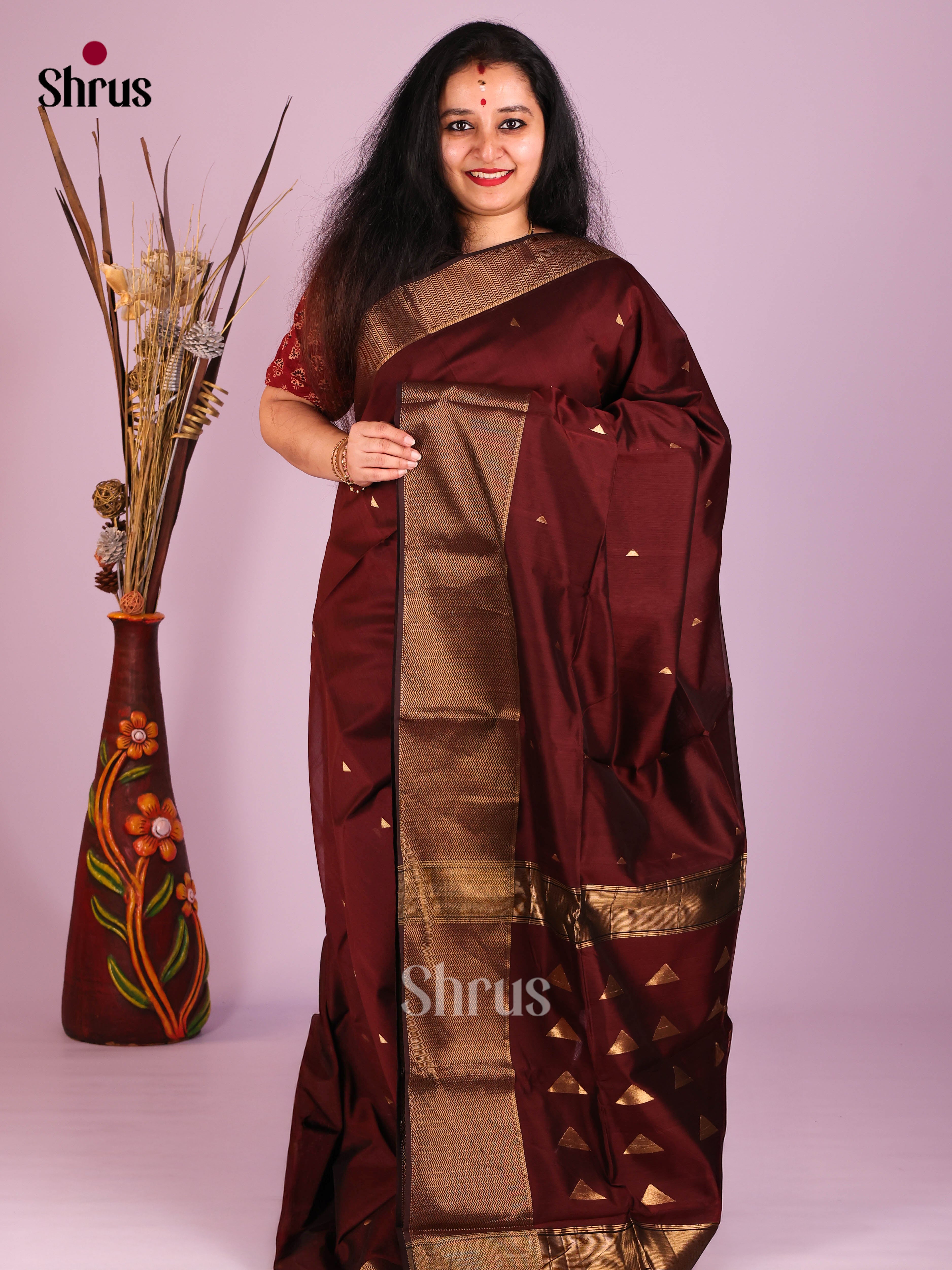 DIS16277 - Maheshwari silkcotton Saree - Shop on Shrus.com