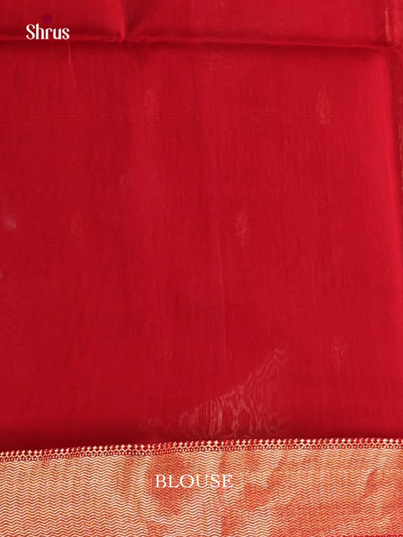 Blue & Red- Maheshwari silkcotton Saree