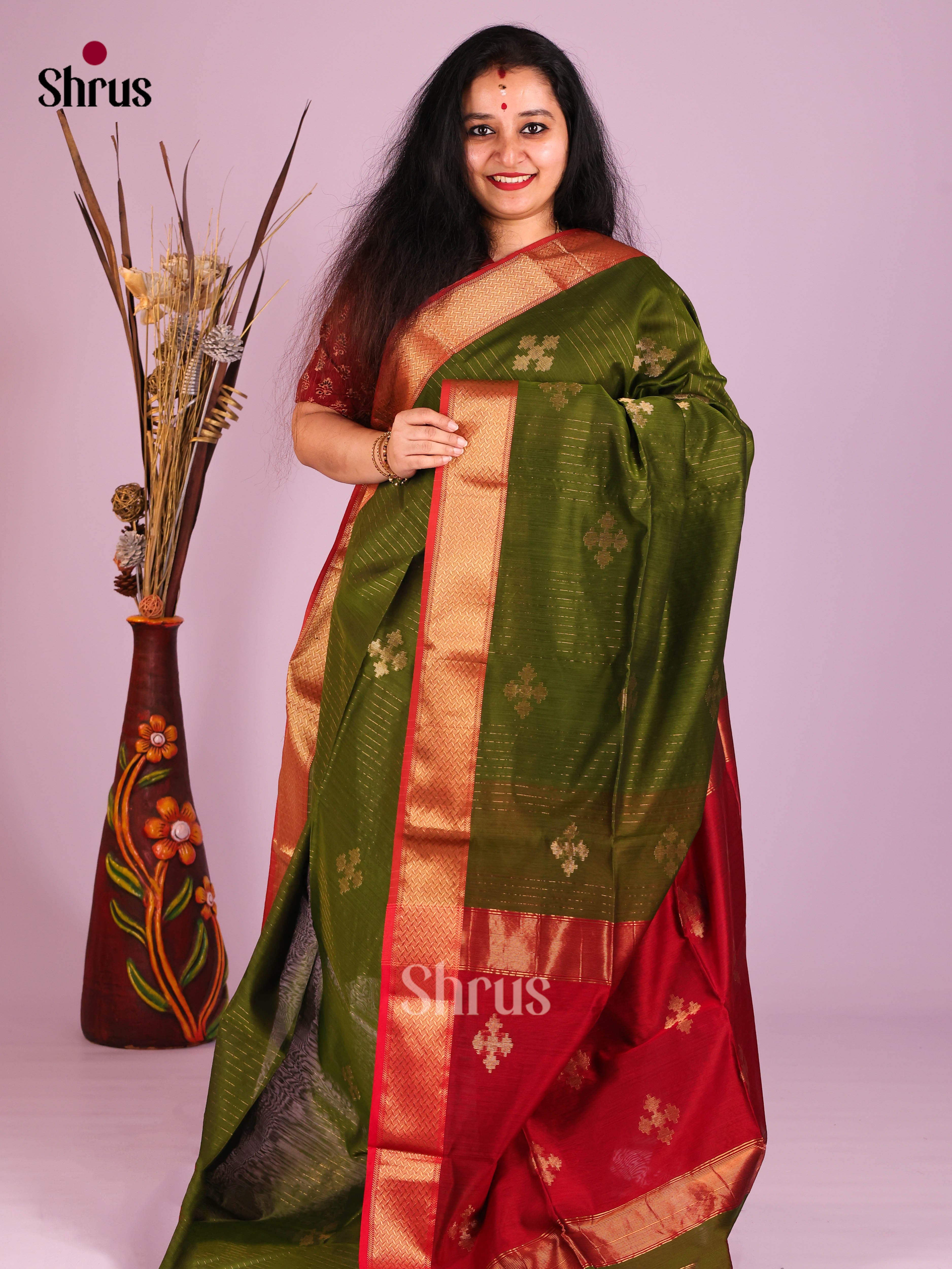DIS16288 - Maheshwari silkcotton Saree - Shop on Shrus.com