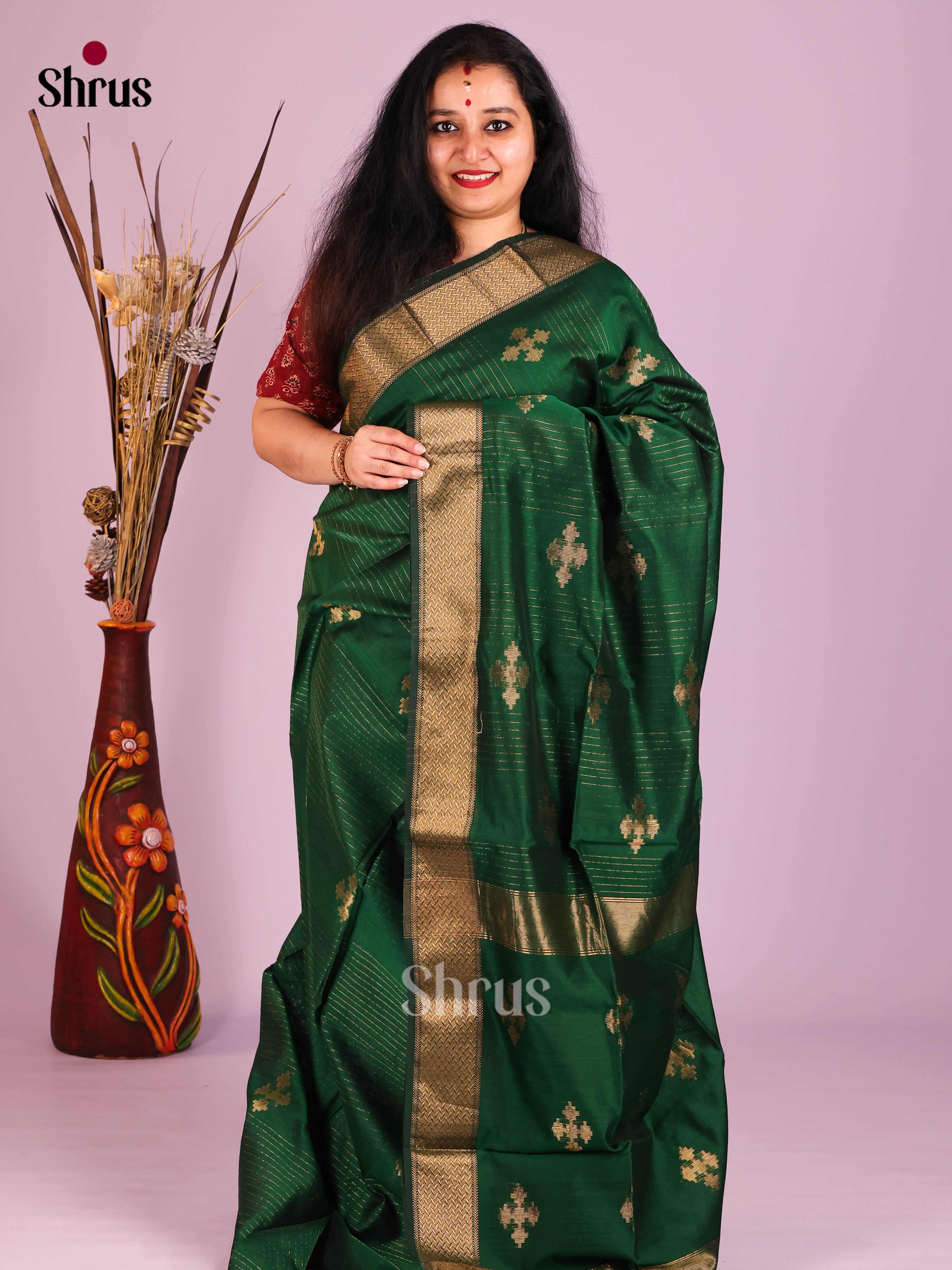 DIS16289 - Maheshwari silkcotton Saree - Shop on Shrus.com