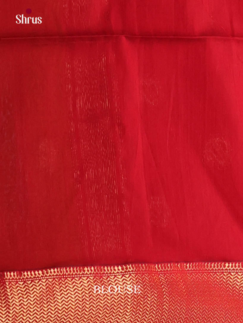 Mehandi & Red - Maheshwari silkcotton Saree - Shop on Shrus.com