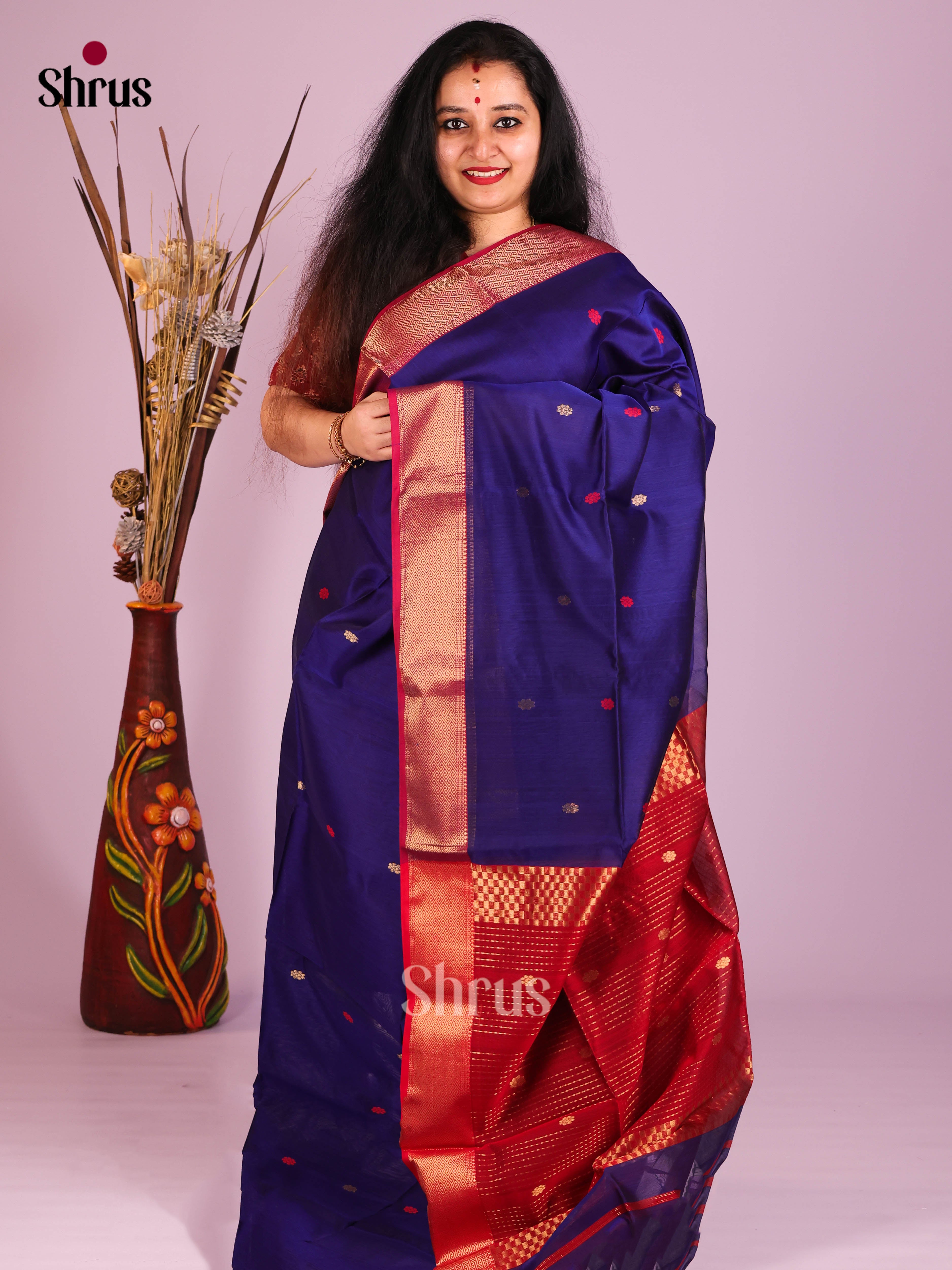 DIS16294 - Maheshwari silkcotton Saree - Shop on Shrus.com