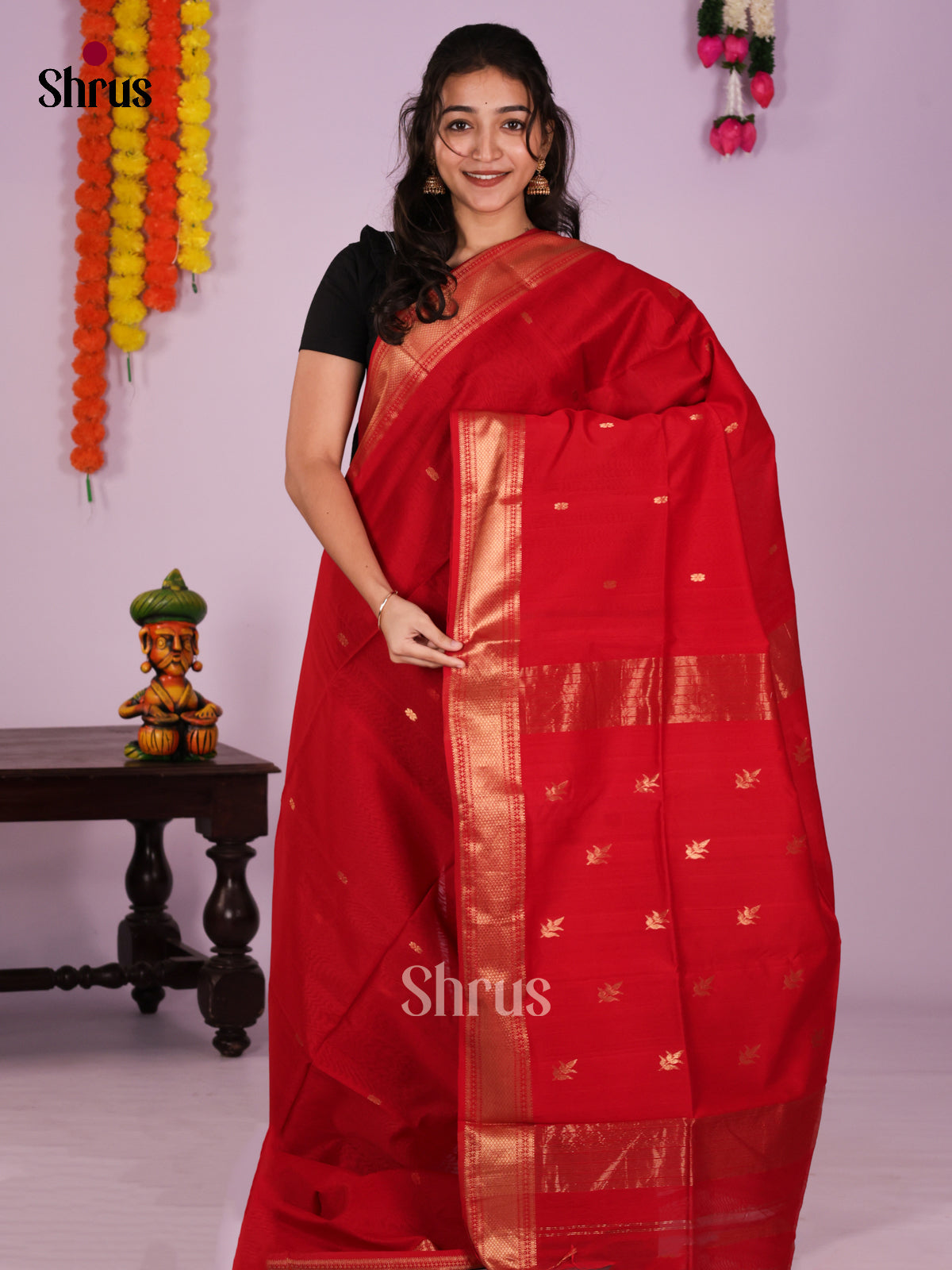 DIS16304 - Maheshwari silkcotton Saree - Shop on Shrus.com