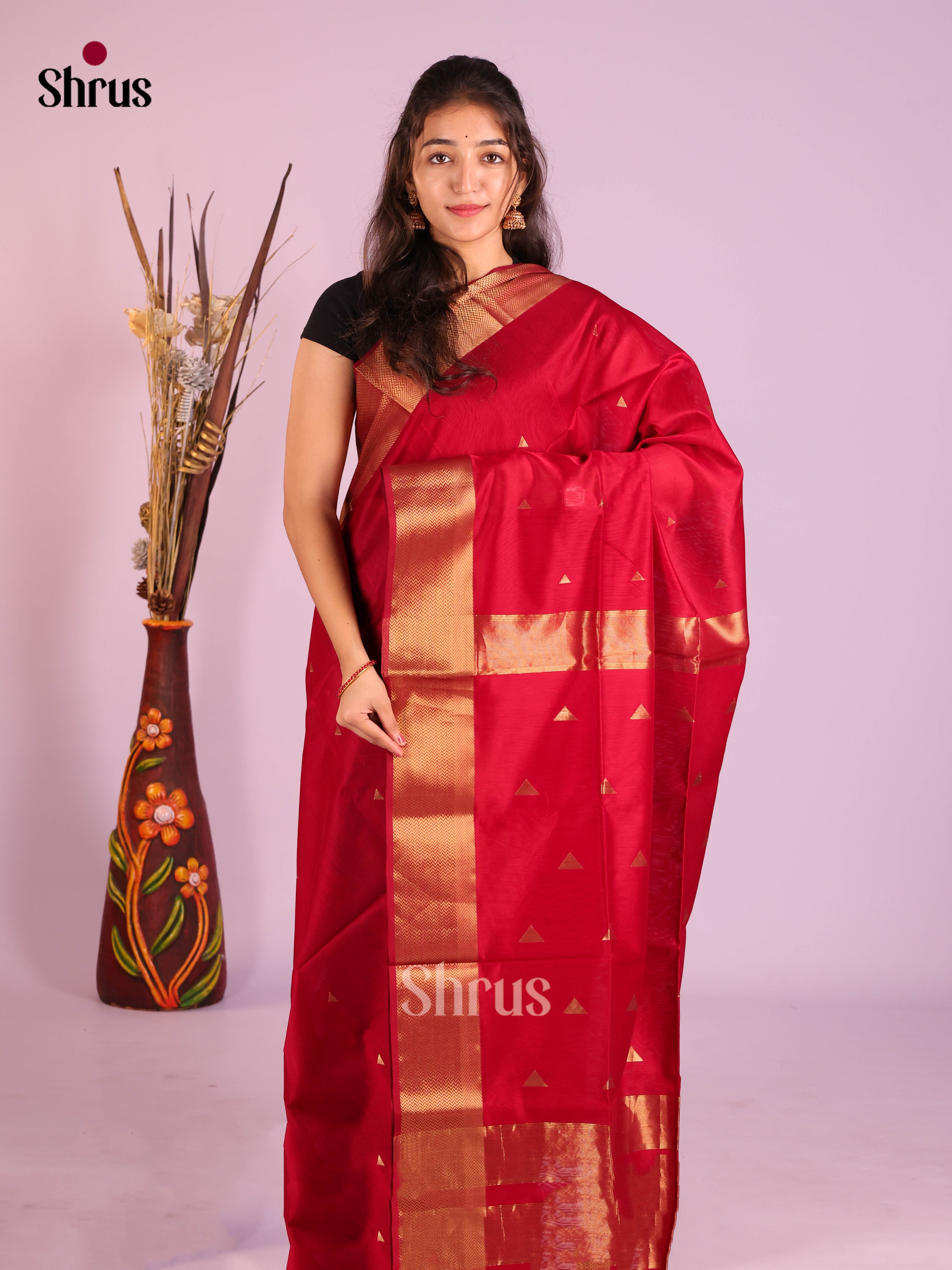 DIS16312 - Maheshwari silkcotton Saree - Shop on Shrus.com