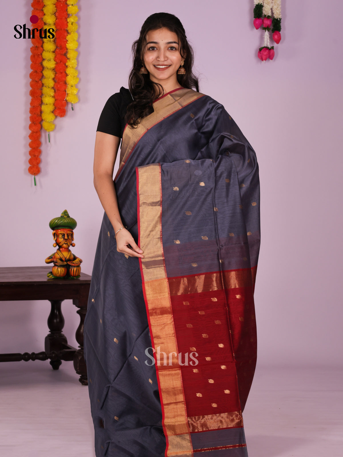 DIS16313 - Maheshwari silkcotton Saree - Shop on Shrus.com