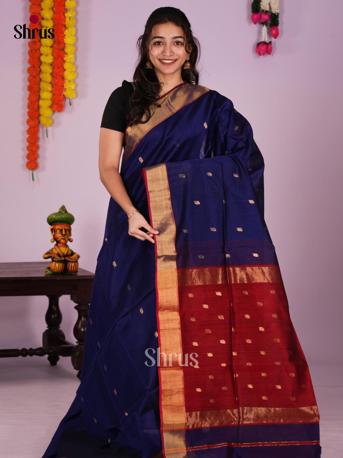 DIS16314 - Maheshwari silkcotton Saree - Shop on Shrus.com