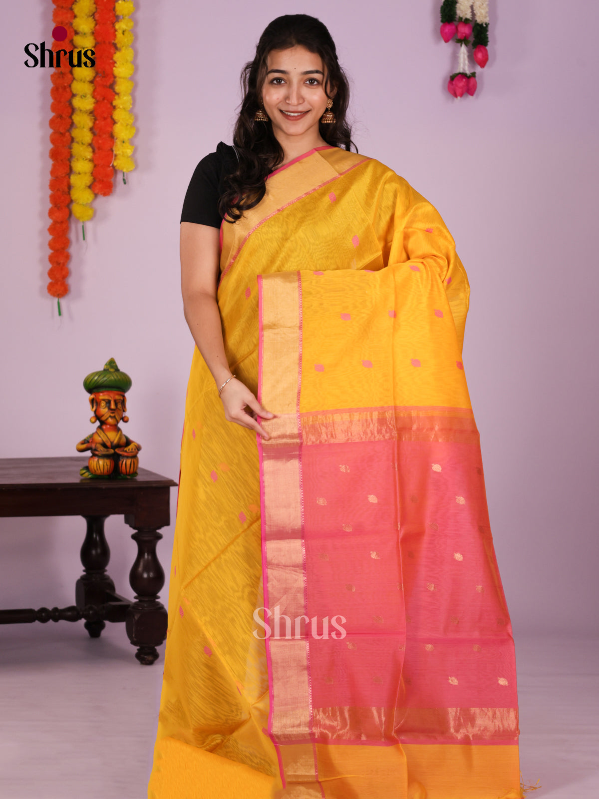 DIS16317 - Maheshwari silkcotton Saree - Shop on Shrus.com