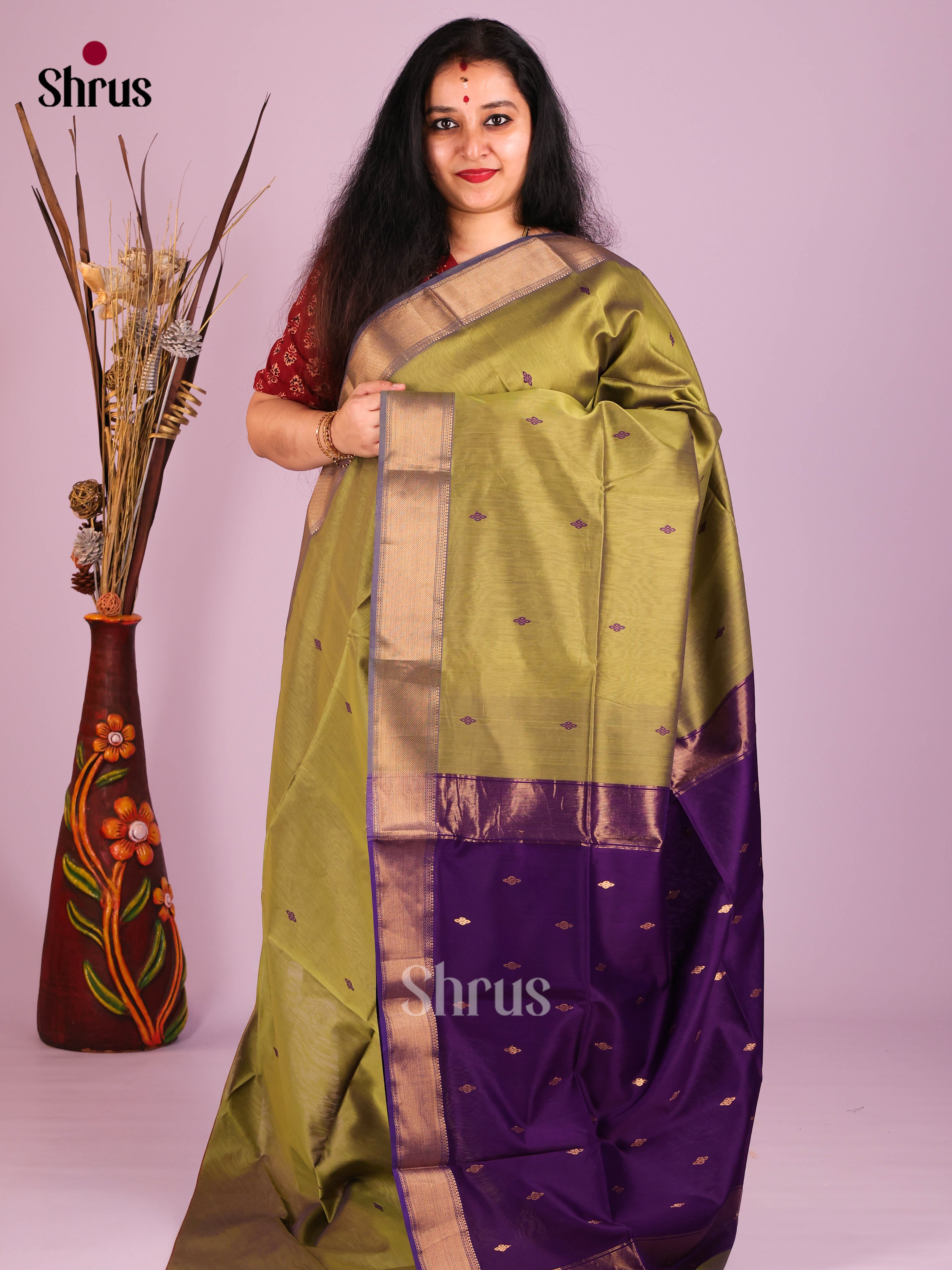 DIS16354 - Maheshwari silkcotton Saree - Shop on Shrus.com