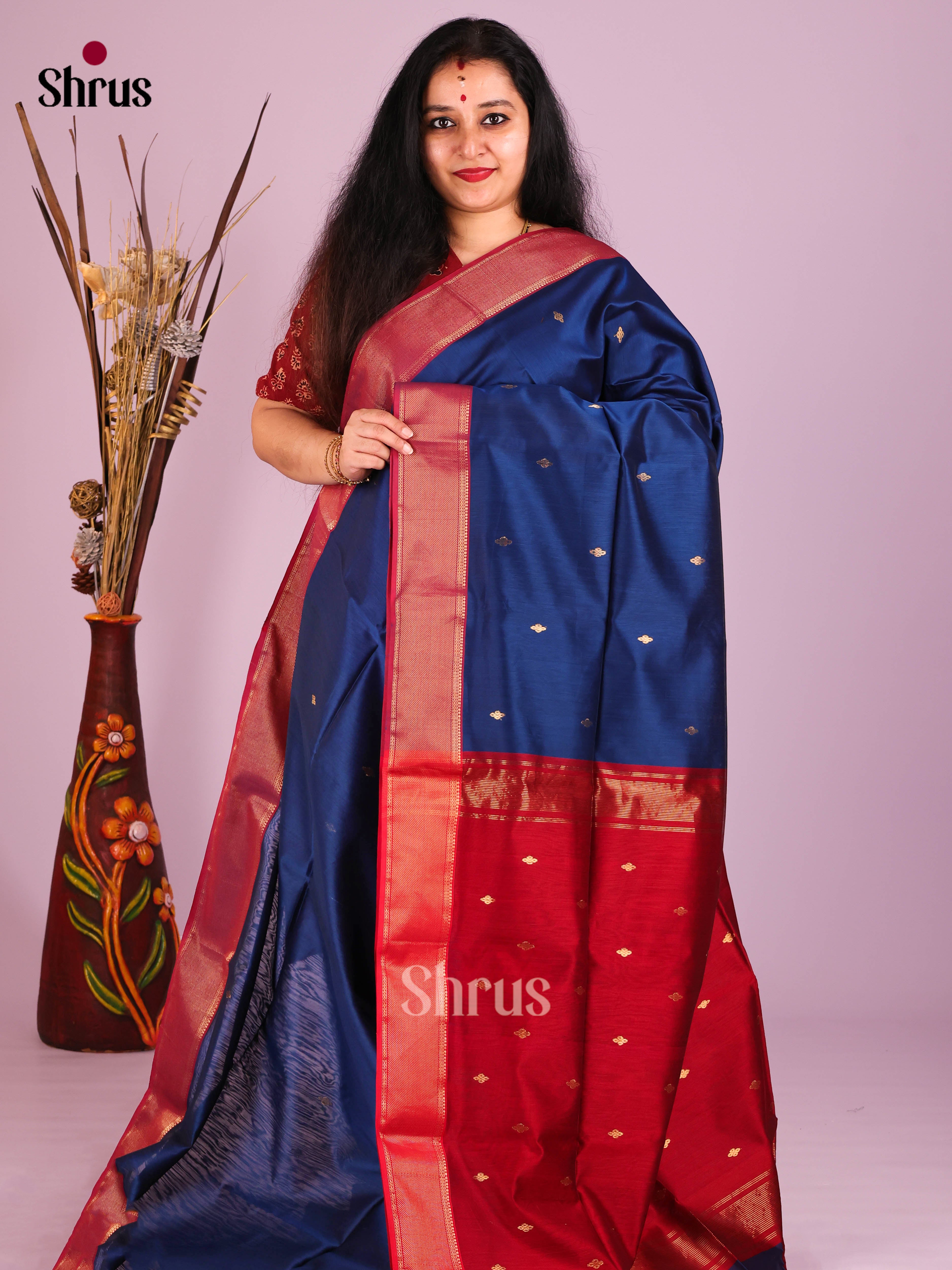 DIS16355 - Maheshwari silkcotton Saree - Shop on Shrus.com