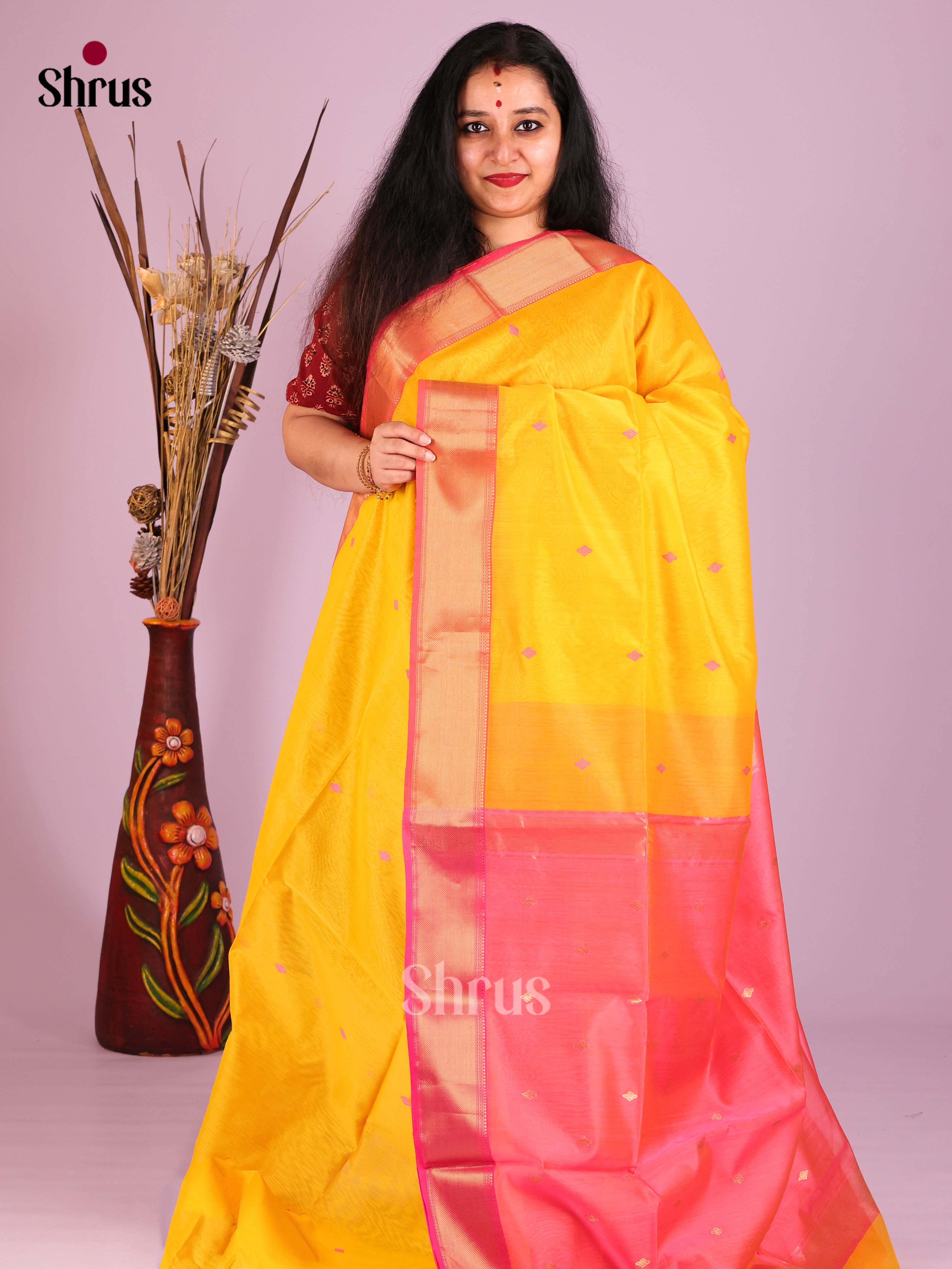 DIS16358 - Maheshwari silkcotton Saree - Shop on Shrus.com