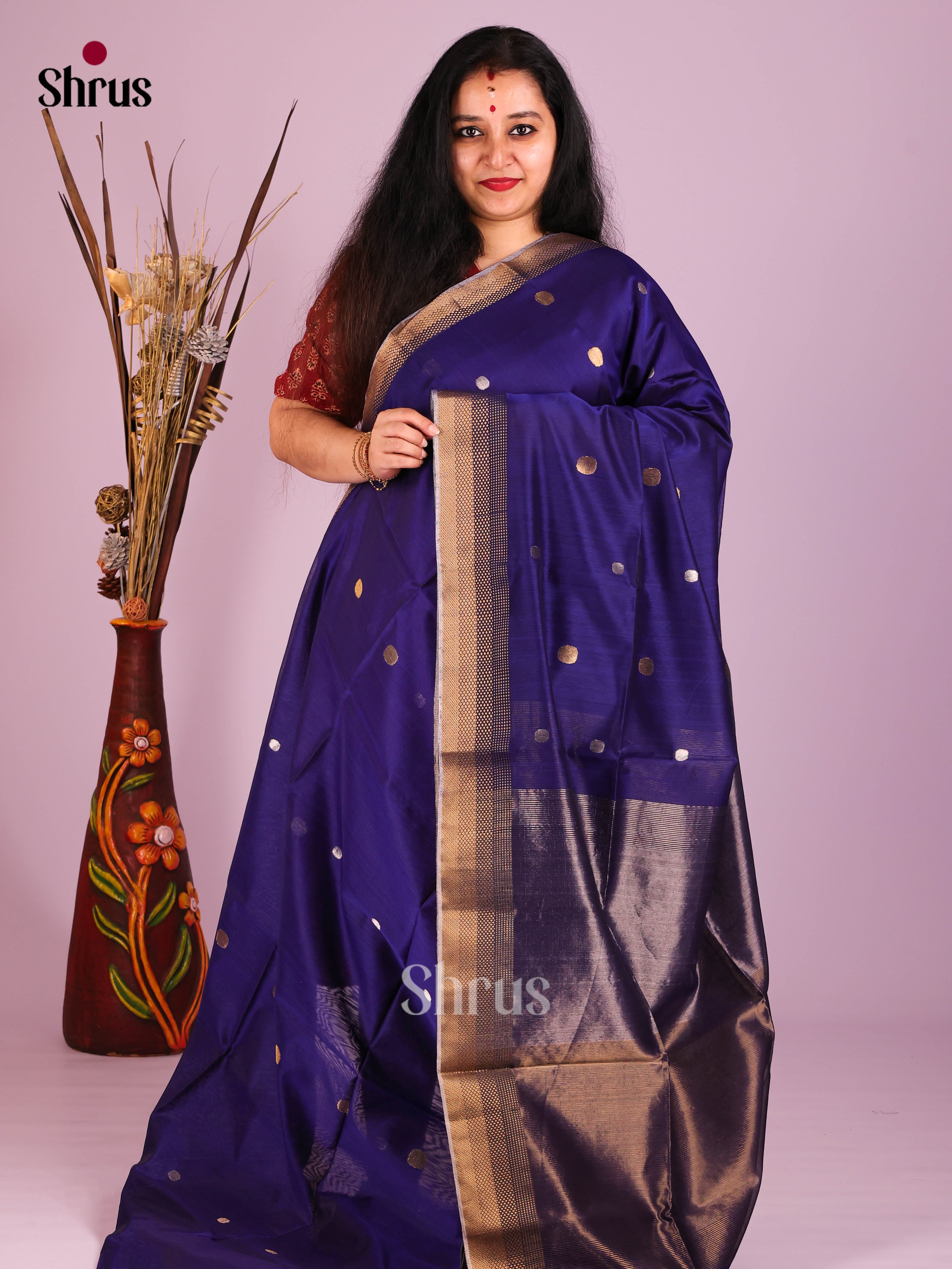 DIS16375 - Maheshwari silkcotton Saree - Shop on Shrus.com