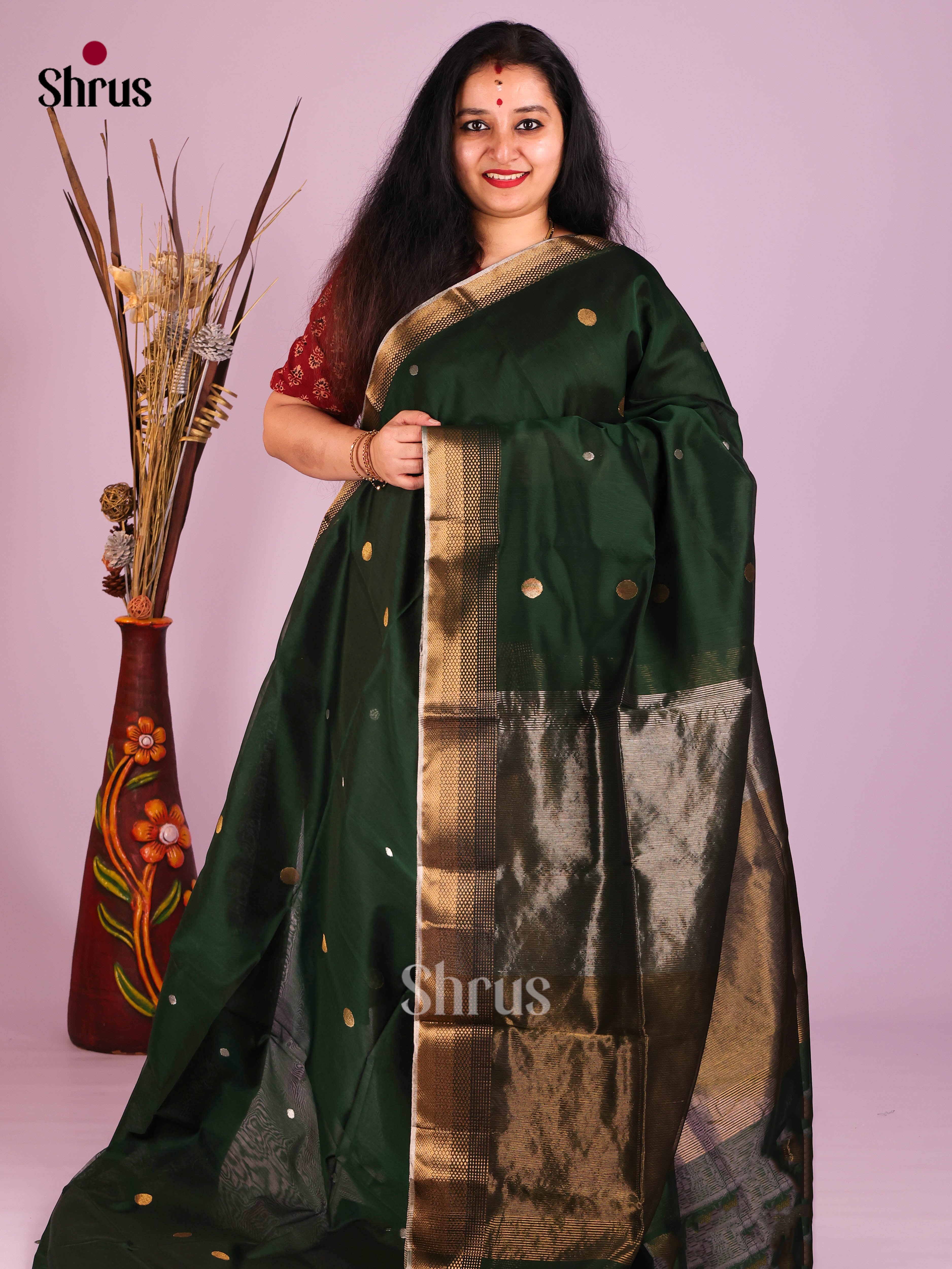DIS16377 - Maheshwari silkcotton Saree - Shop on Shrus.com