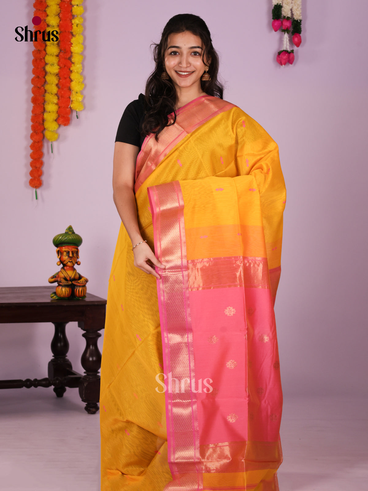 DIS16379 - Maheshwari silkcotton Saree - Shop on Shrus.com
