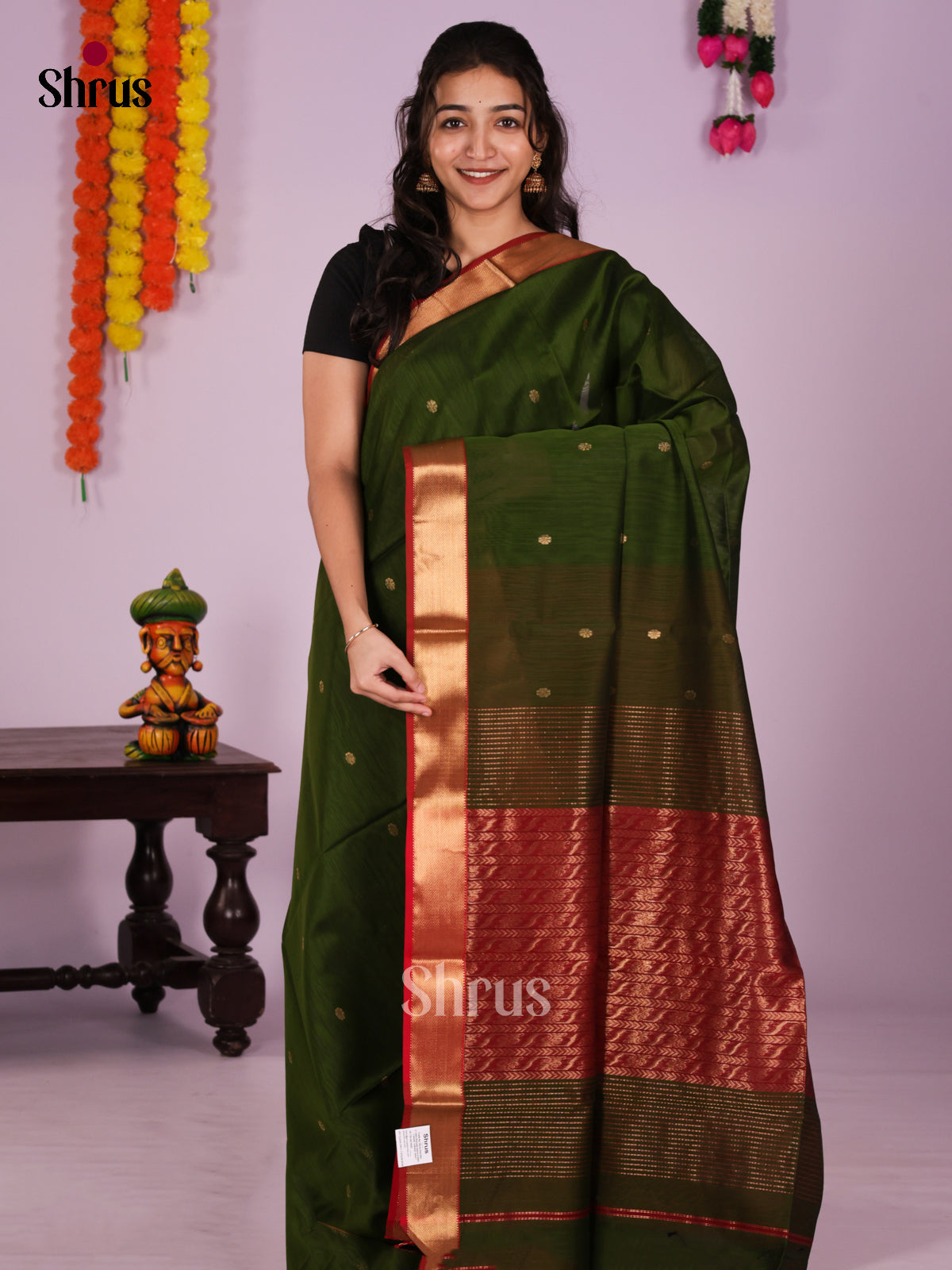 DIS16389 - Maheshwari silkcotton Saree - Shop on Shrus.com